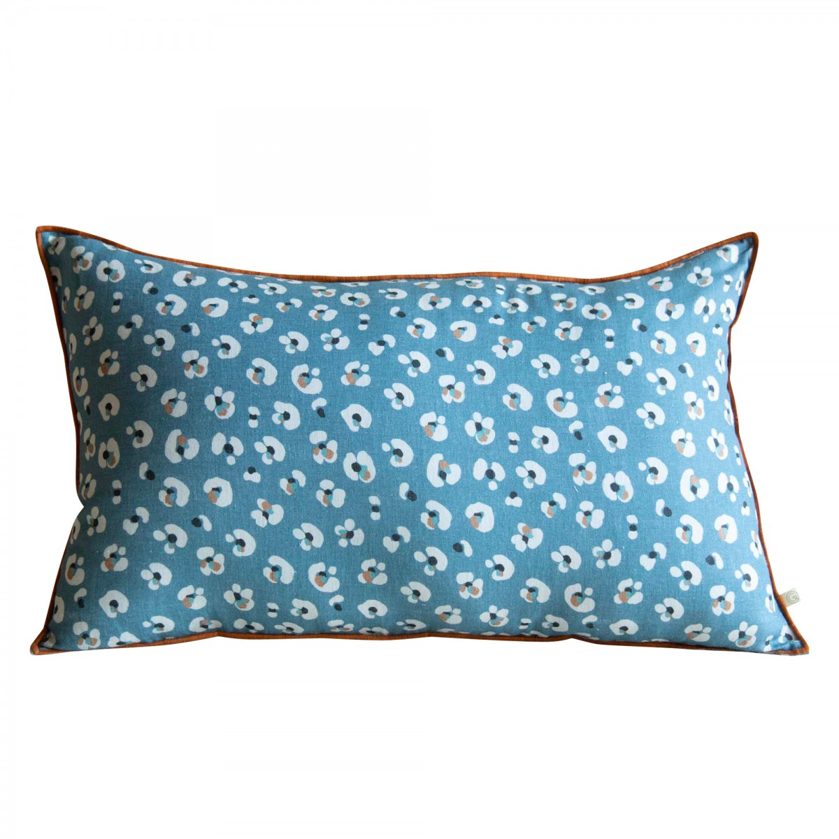 Coussin en lin lavé imprimé léopard bleu foncé 40x65 Coussin en lin lavé imprimé léopard bleu foncé 40x65