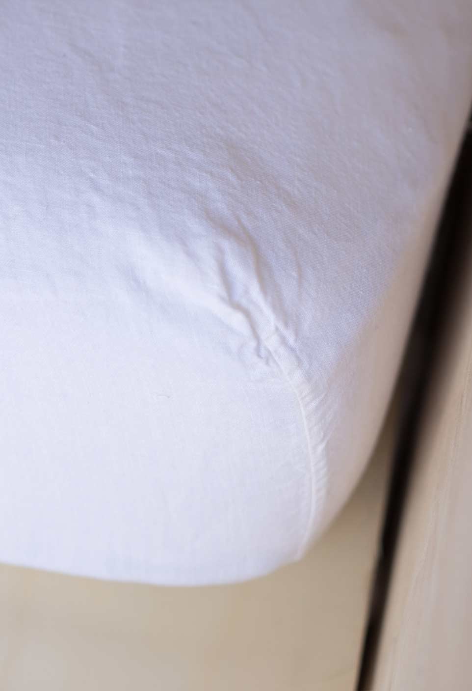 Drap-housse en coton lavé blanc 160x200 Drap-housse en coton lavé blanc 160x200