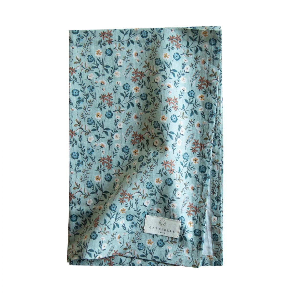 Torchon en coton imprimé fleuri bleu Torchon en coton imprimé fleuri bleu