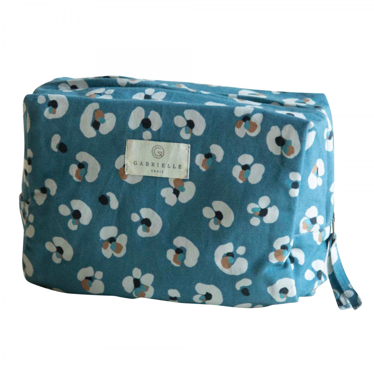 Trousse de toilette en coton imprimé léopard bleu foncé
