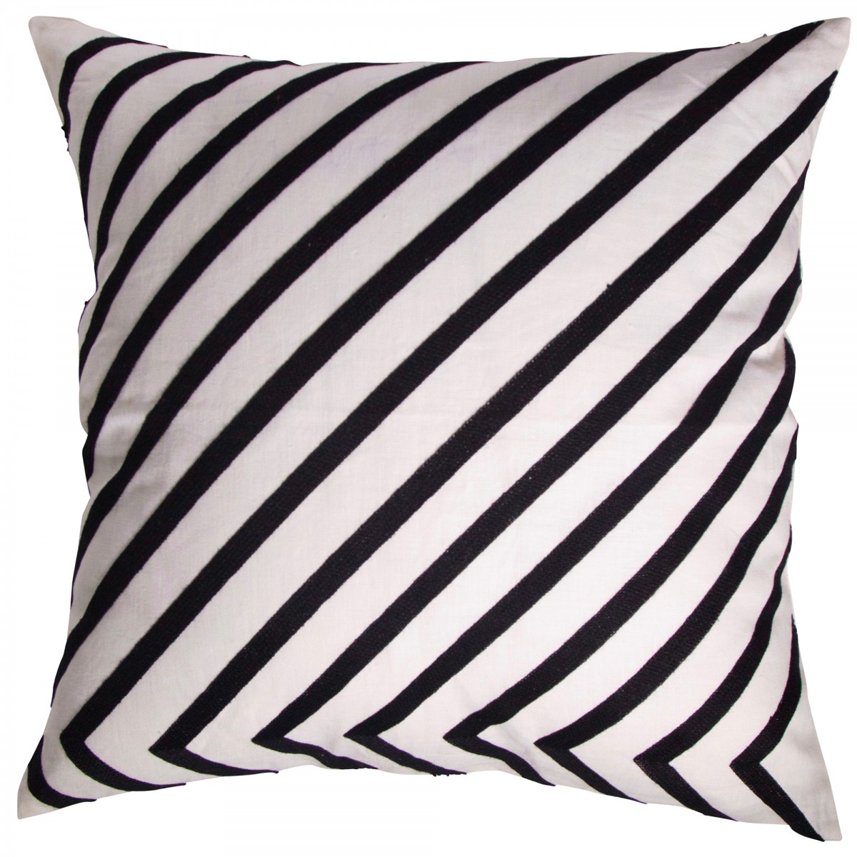 Housse de coussin en lin lavé rayé noir et blanc 50x50 Housse de coussin en lin lavé rayé noir et blanc 50x50