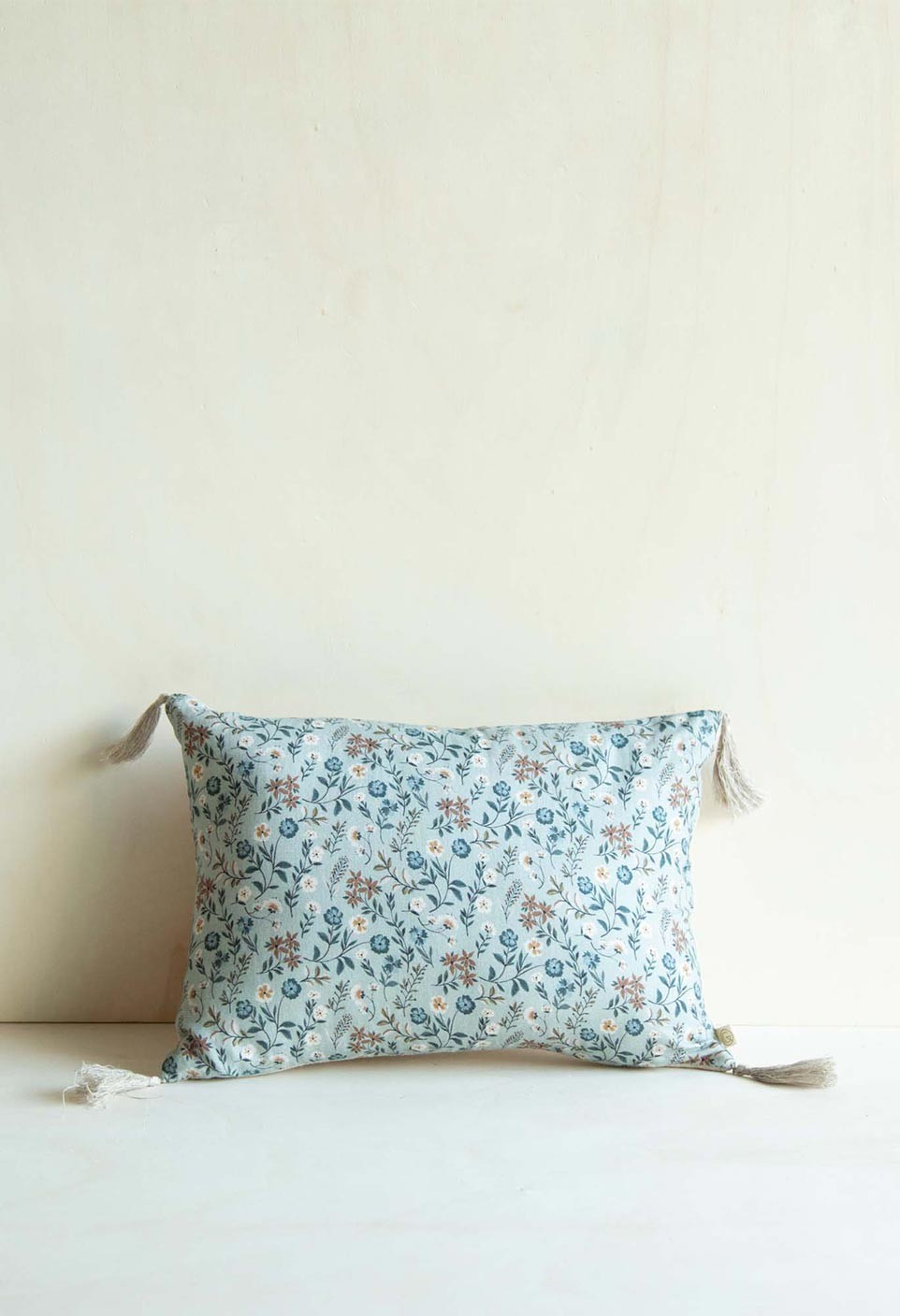 Housse de coussin en coton lin imprimé fleuri bleu 25x35 Housse de coussin en coton lin imprimé fleuri bleu 25x35