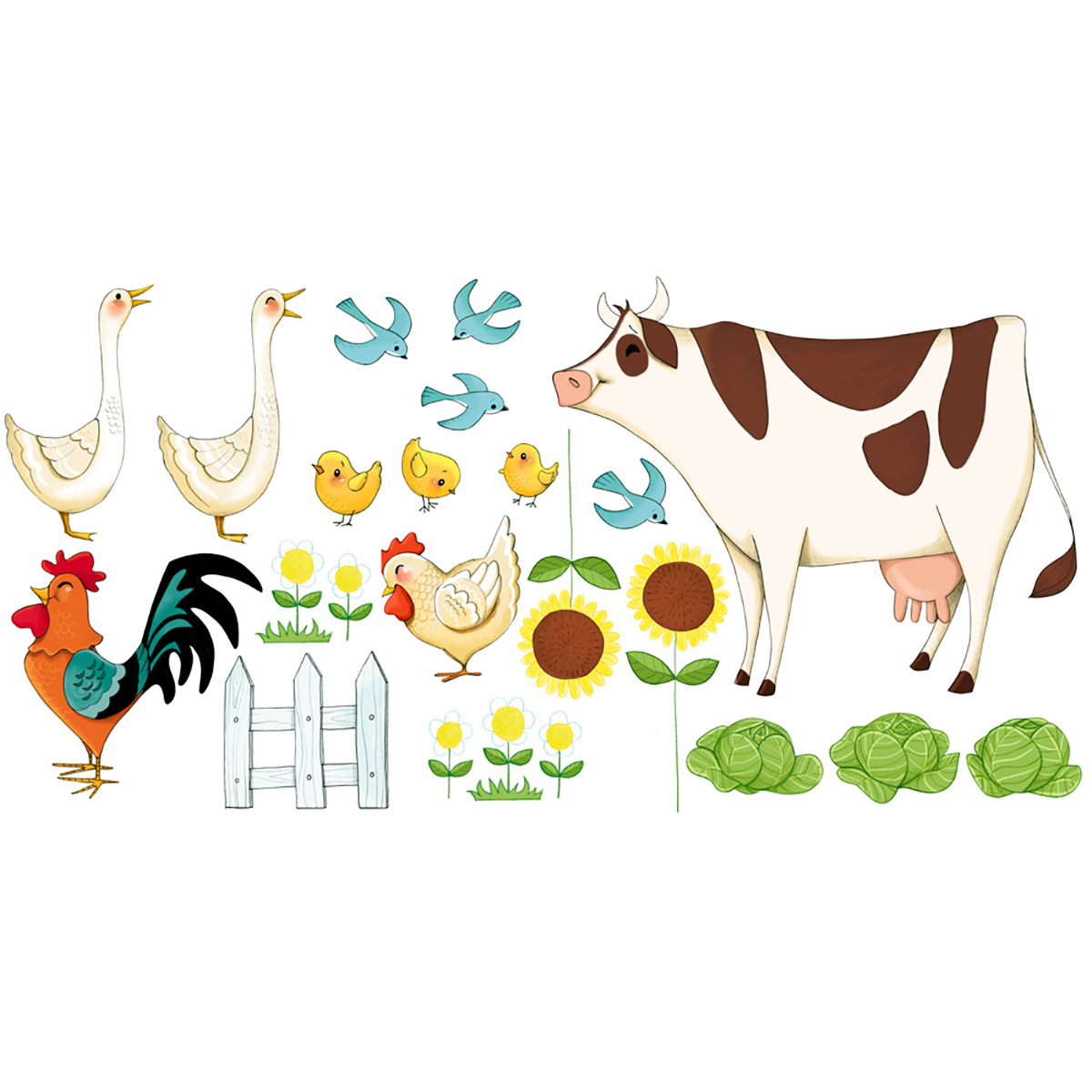 sticker mural les animaux de la ferme pour enfant - 110x60
