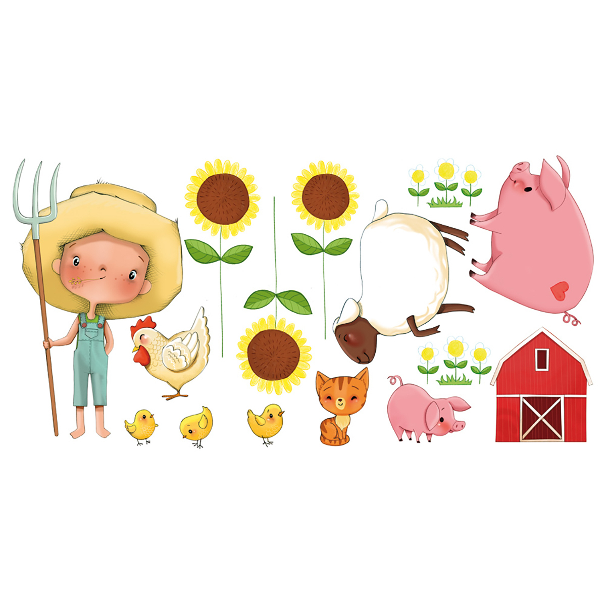 Stickers petit garçon à la ferme 60x120cm Stickers petit garçon à la ferme 60x120cm