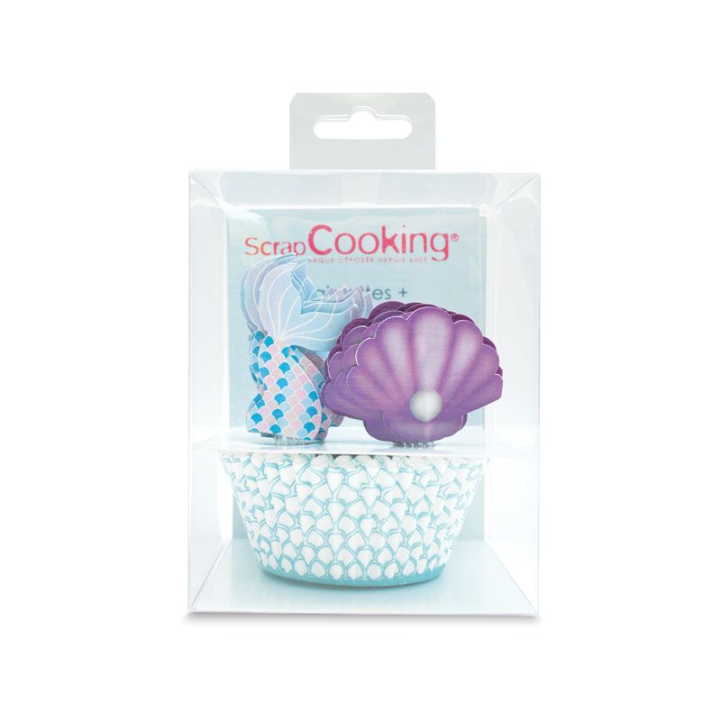 24 caissettes et 24 cake toppers sirène 24 caissettes et 24 cake toppers sirène