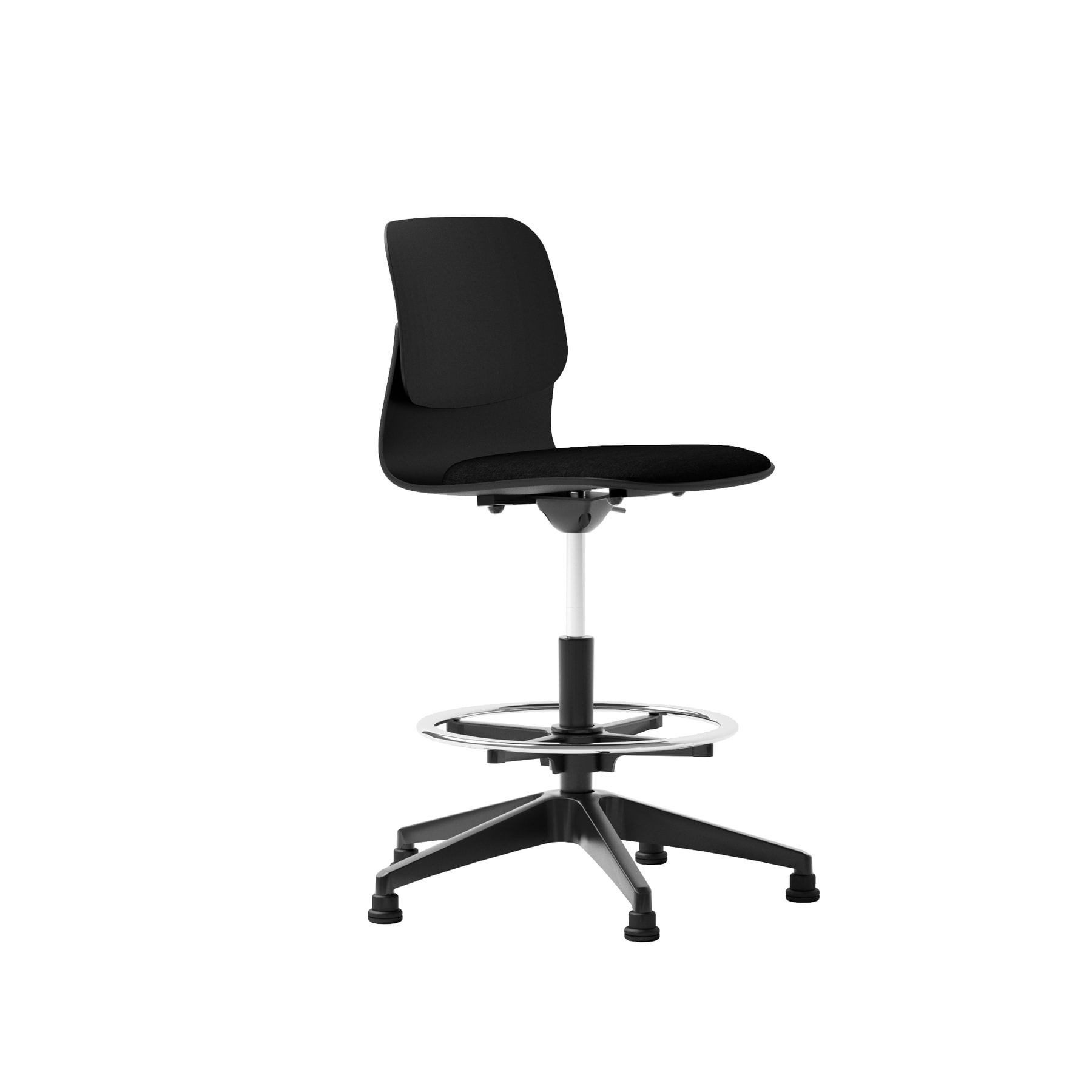 Chaise haute de bureau design noire avec repose-pieds