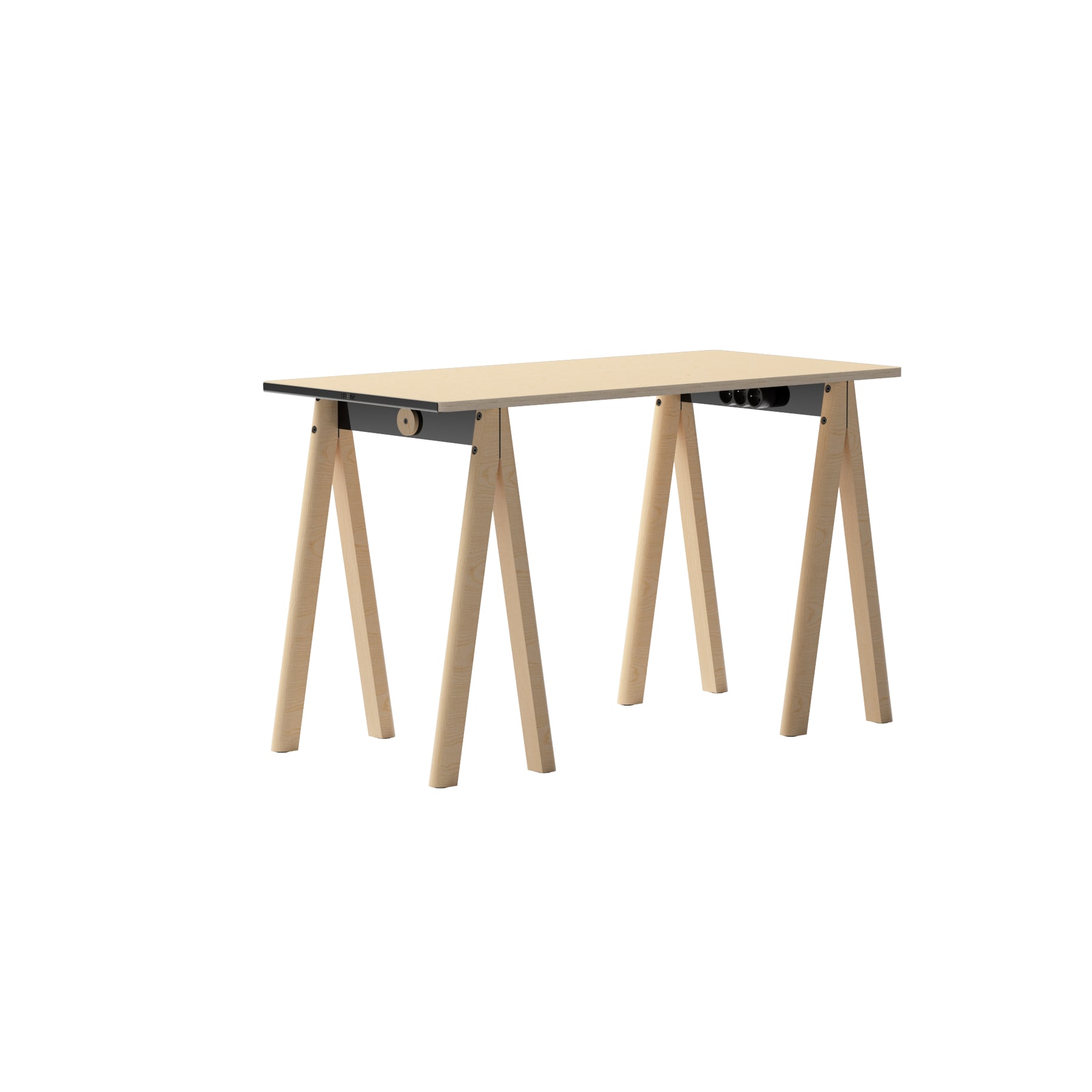 Bureau design et démontable - Pieds hêtre plateau 130cm aspect chêne Bureau design et démontable - Pieds hêtre plateau 130cm aspect chêne