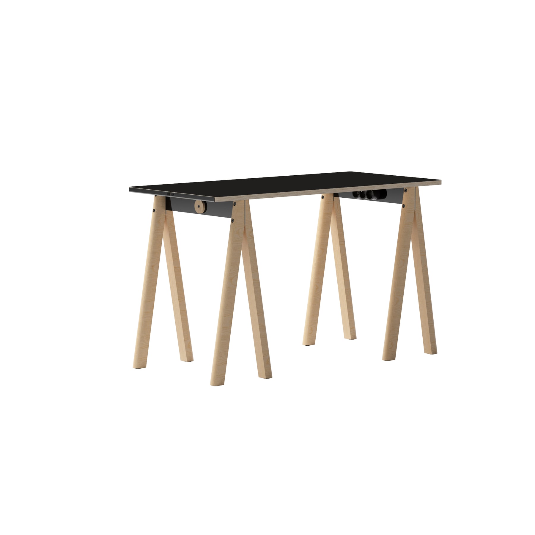 Bureau design et démontable - Pieds hêtre clair et plateau 130cm noir Bureau design et démontable - Pieds hêtre clair et plateau 130cm noir
