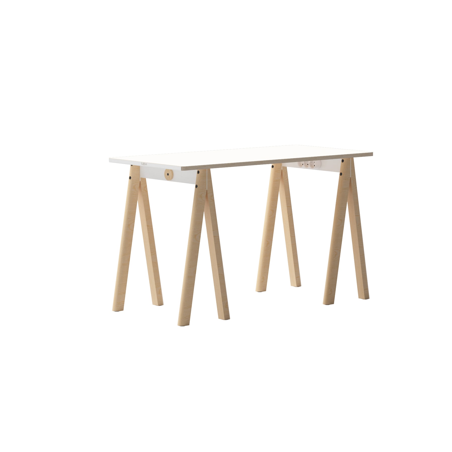 Bureau design et démontable - Pieds hêtre clair et plateau 130cm blanc Bureau design et démontable - Pieds hêtre clair et plateau 130cm blanc