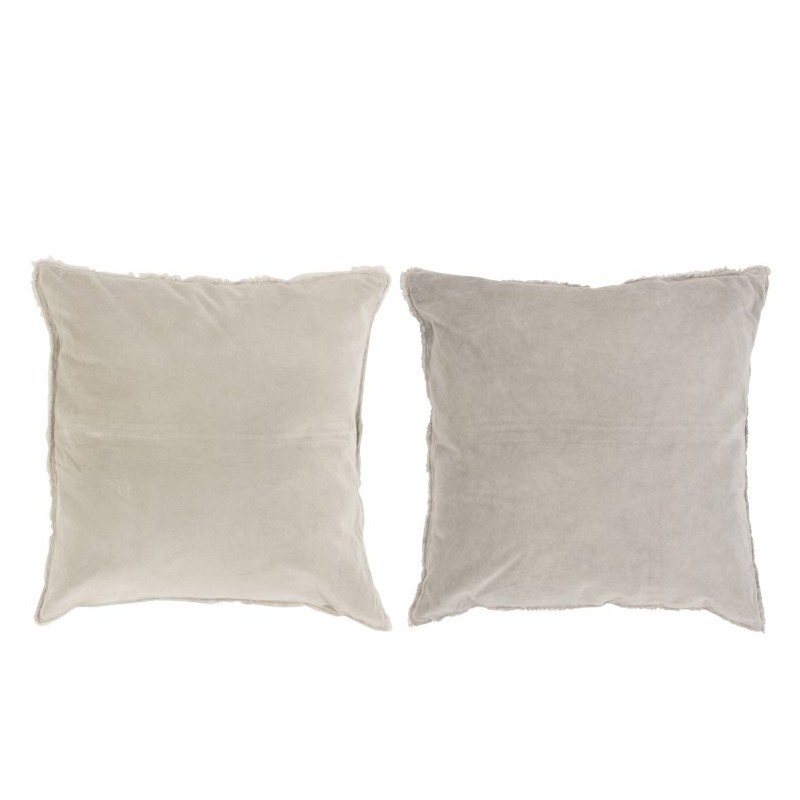 Coussin bord coton/lin beige/gris - Lot de 2 Coussin bord coton/lin beige/gris - Lot de 2