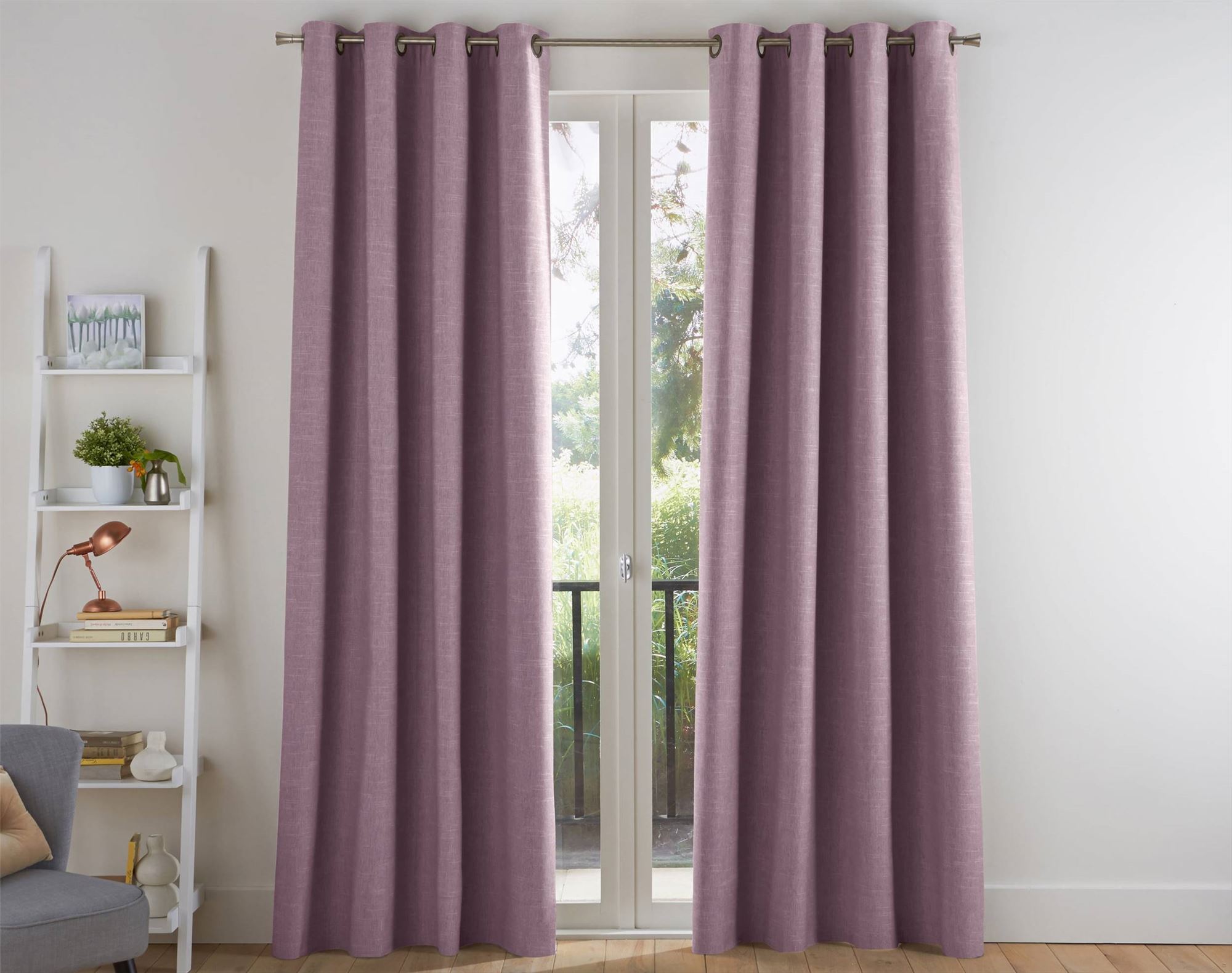 Rideau à l'unité monté sur œillet en coton violet 135x260 Rideau à l'unité monté sur œillet en coton violet 135x260