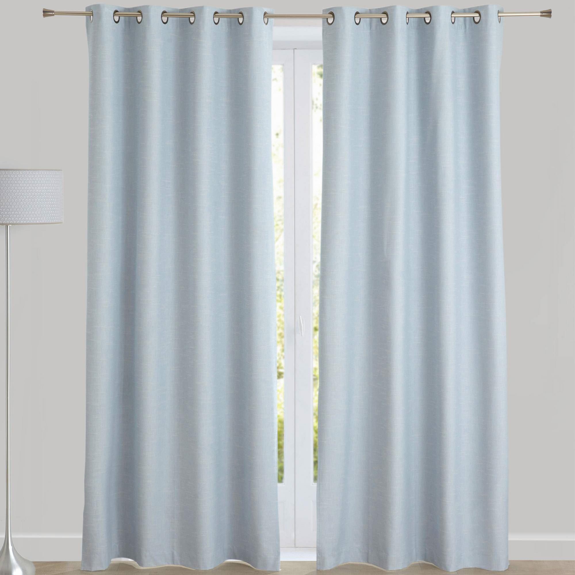 Rideau à l'unité monté sur œillet en coton bleu 135x260 Rideau à l'unité monté sur œillet en coton bleu 135x260