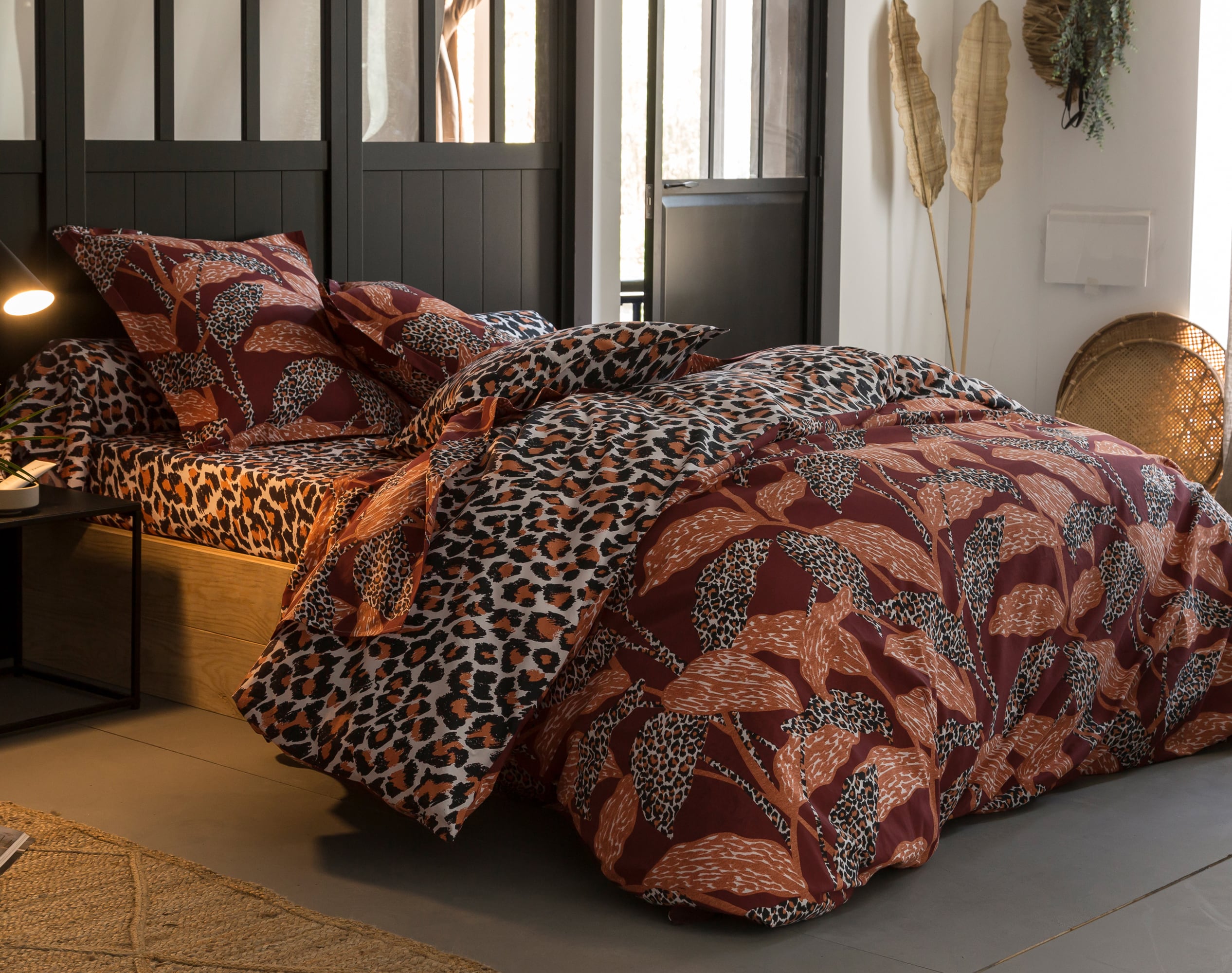 Housse de couette réversible 260x240 multicolore en coton Housse de couette réversible 260x240 multicolore en coton