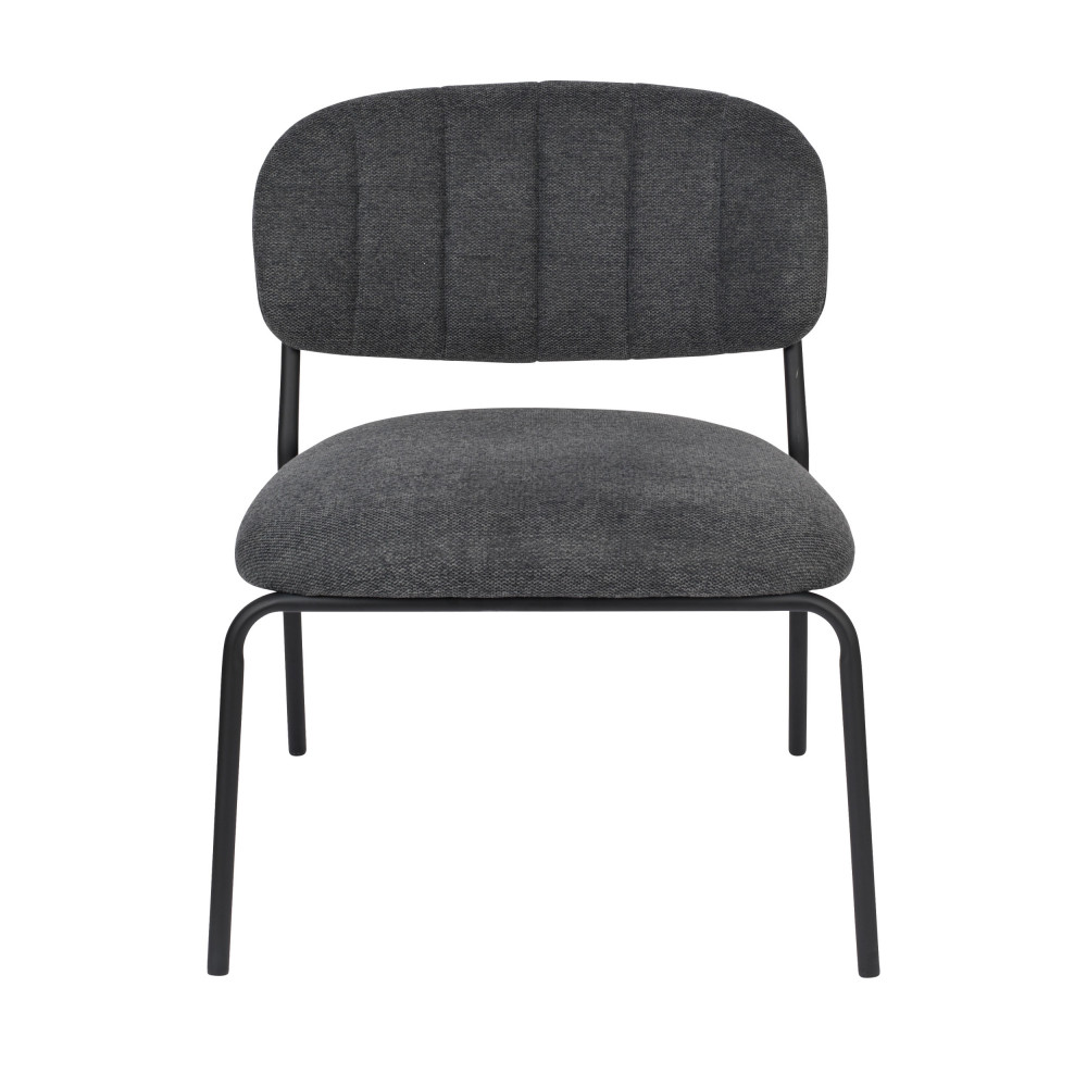 2 chaises lounge pieds noirs gris foncé