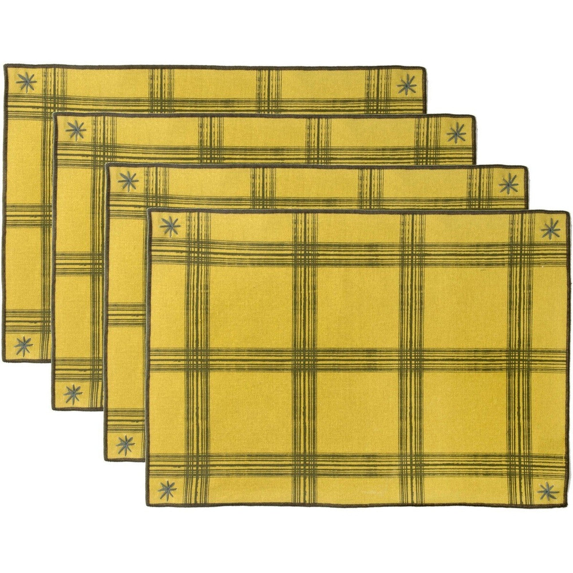 Set de table (set de 4) en coton 50x35 Jaune et Kaki Set de table (set de 4) en coton 50x35 Jaune et Kaki