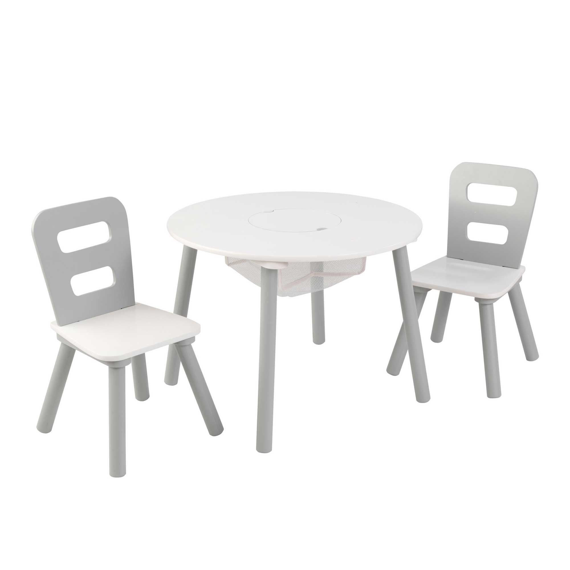Table enfant ronde et 2 chaises grises Table enfant ronde et 2 chaises grises