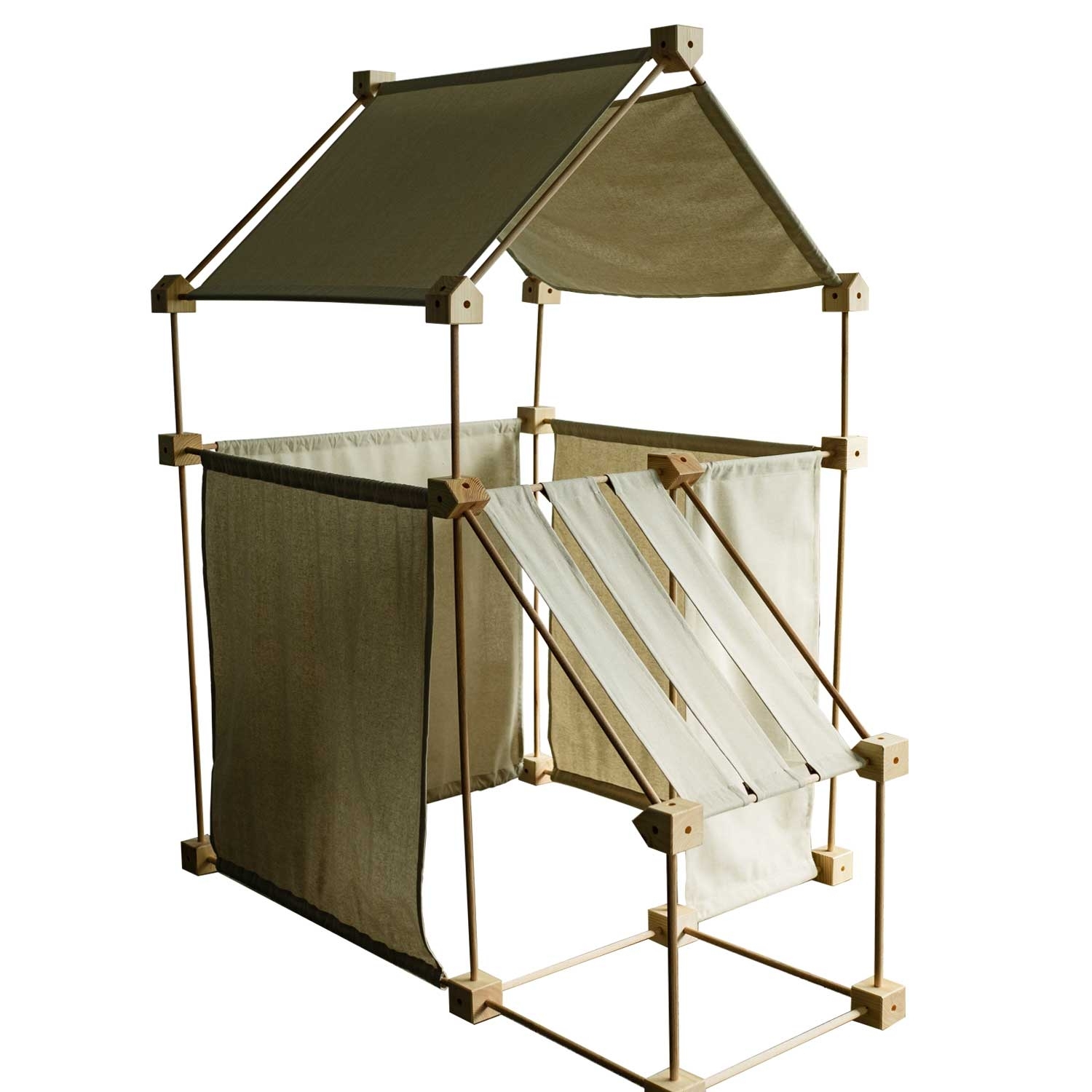 Jeu de construction géant en bois tissu bio écru 79 pièces Jeu de construction géant en bois tissu bio écru 79 pièces
