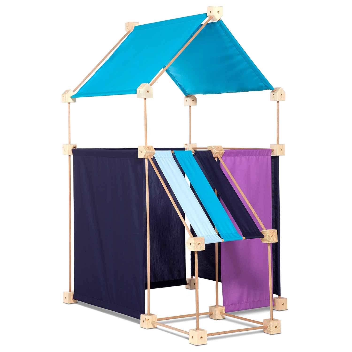 Jeu de construction géant en bois tissu bleu 79 pièces coffret bois Jeu de construction géant en bois tissu bleu 79 pièces coffret bois