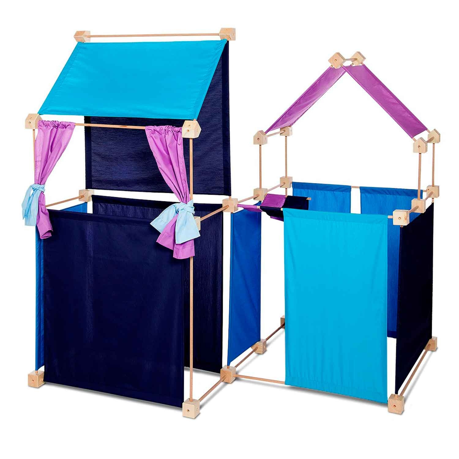 Jeu de construction géant en bois tissu bleu 150 pièces Jeu de construction géant en bois tissu bleu 150 pièces