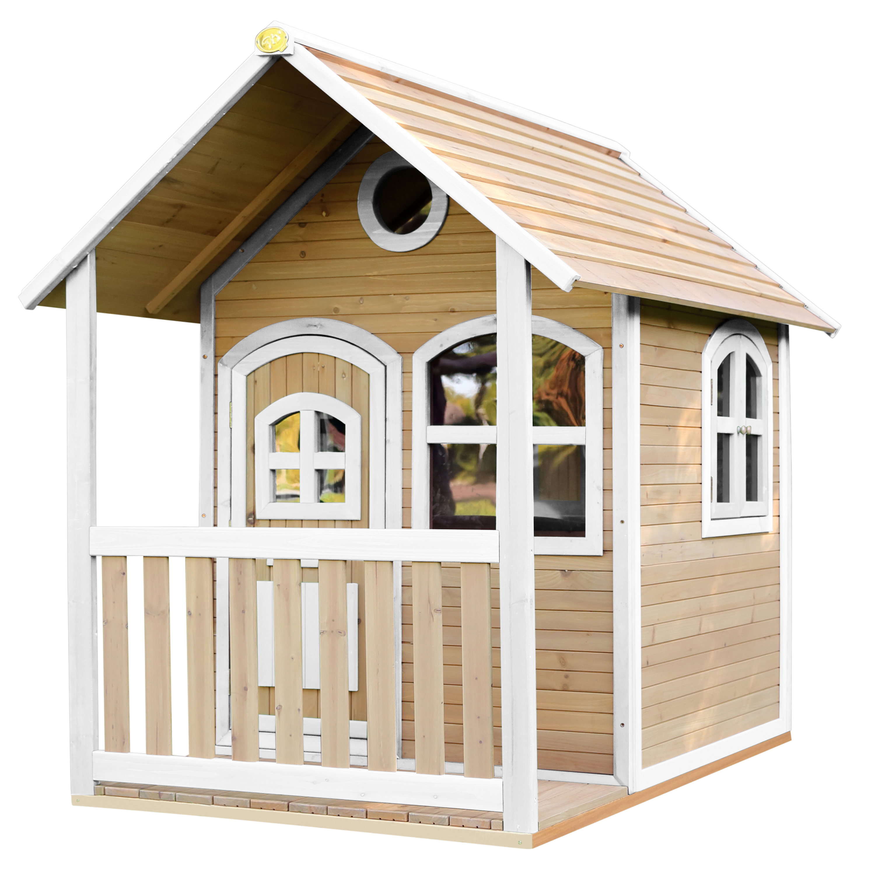 Maisonnette en bois brun et blanc Maisonnette en bois brun et blanc