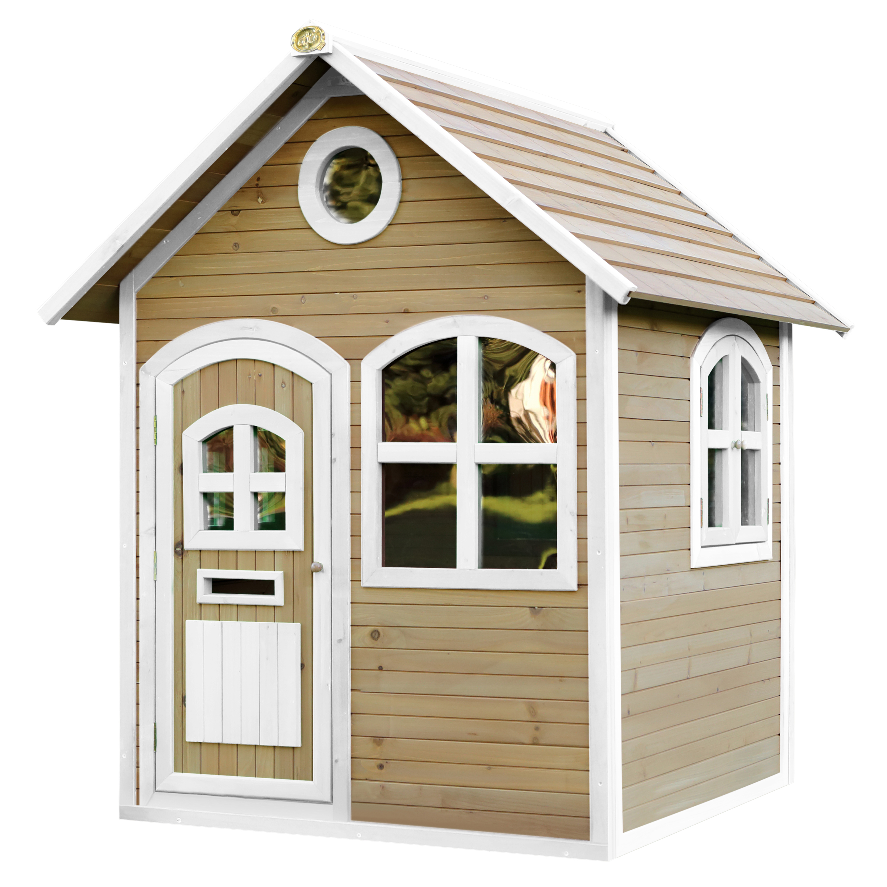 Maisonnette en bois brun et blanc Maisonnette en bois brun et blanc