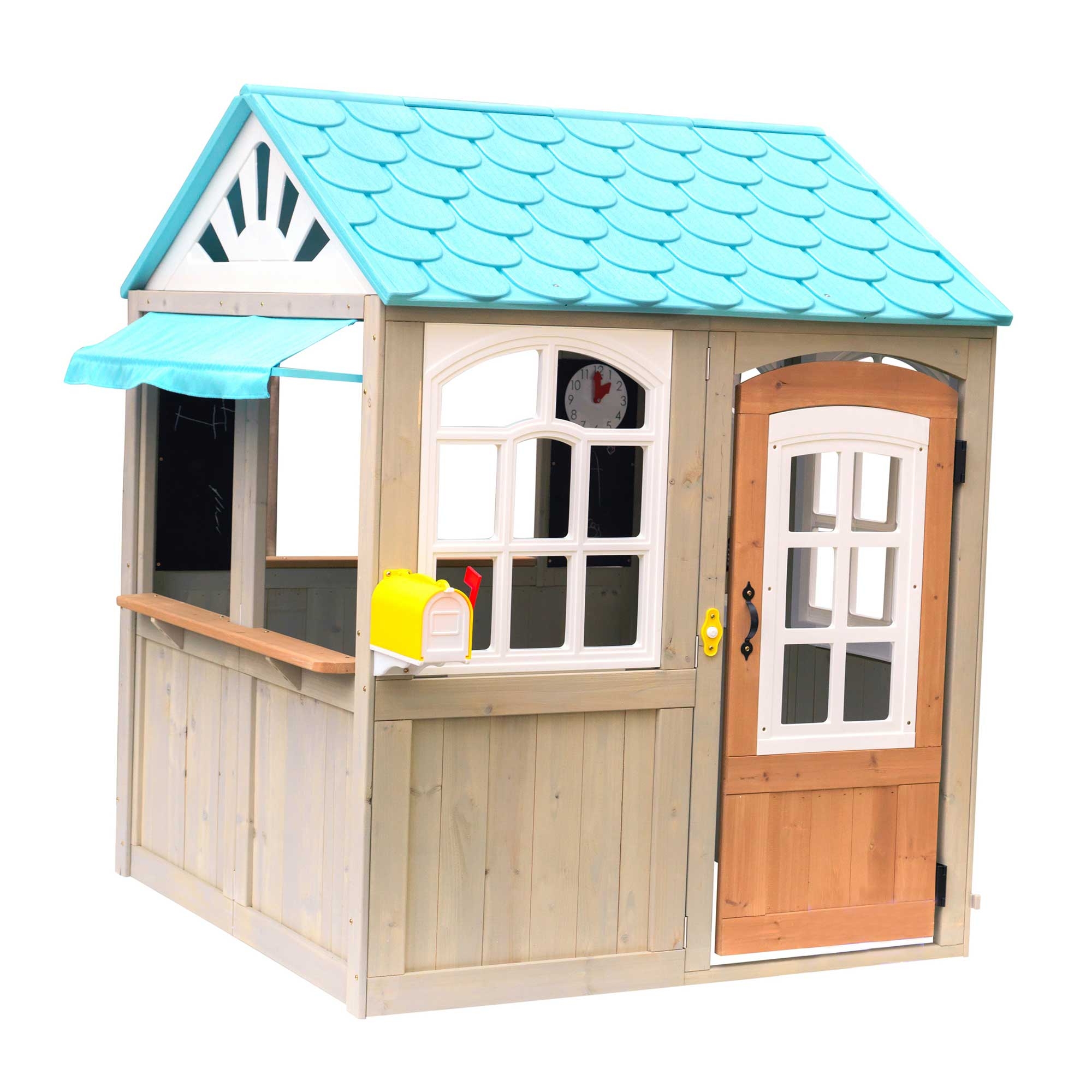 Cabane en bois pour enfants et toit bleu Cabane en bois pour enfants et toit bleu
