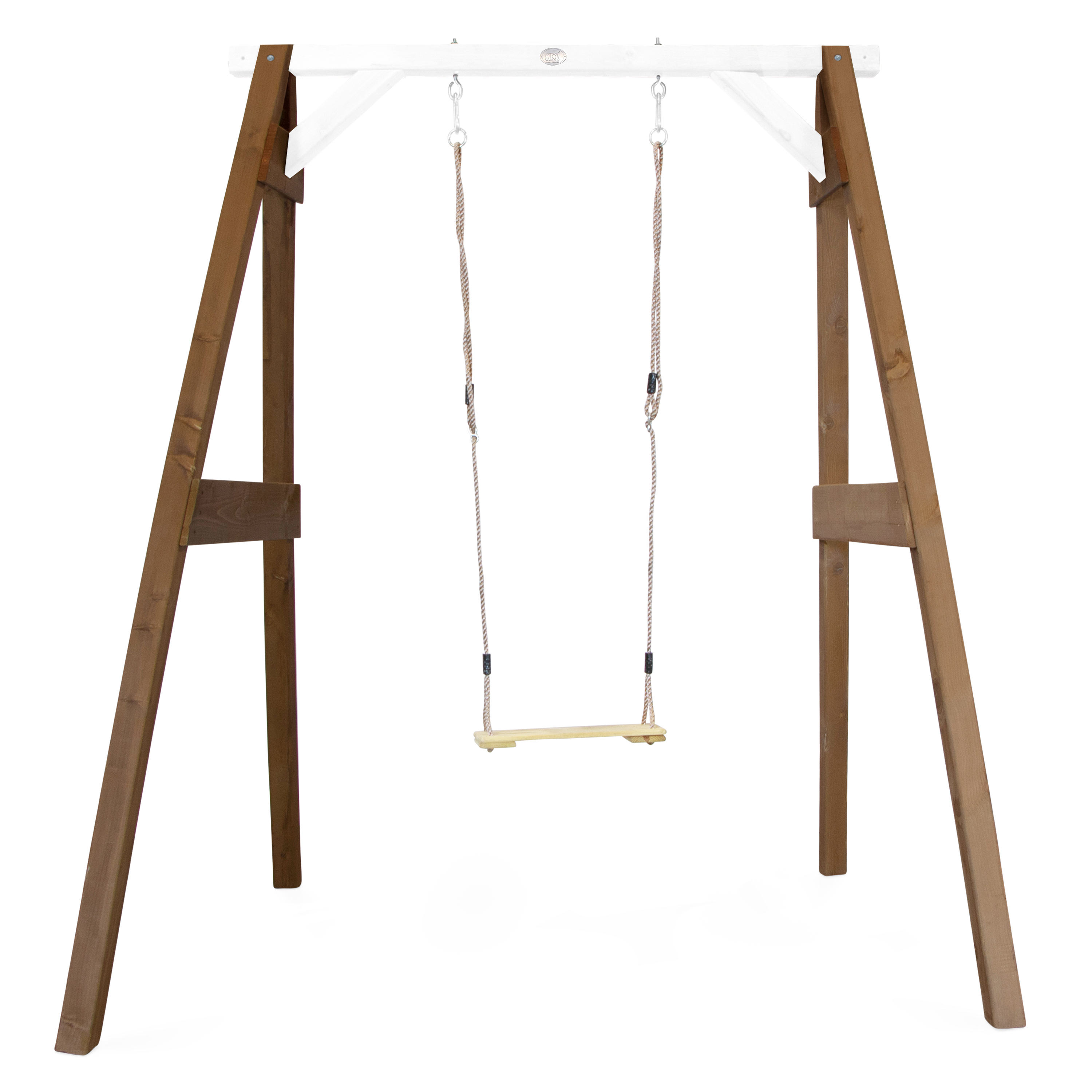 Portique 1 balançoire en bois marron et blanc Portique 1 balançoire en bois marron et blanc