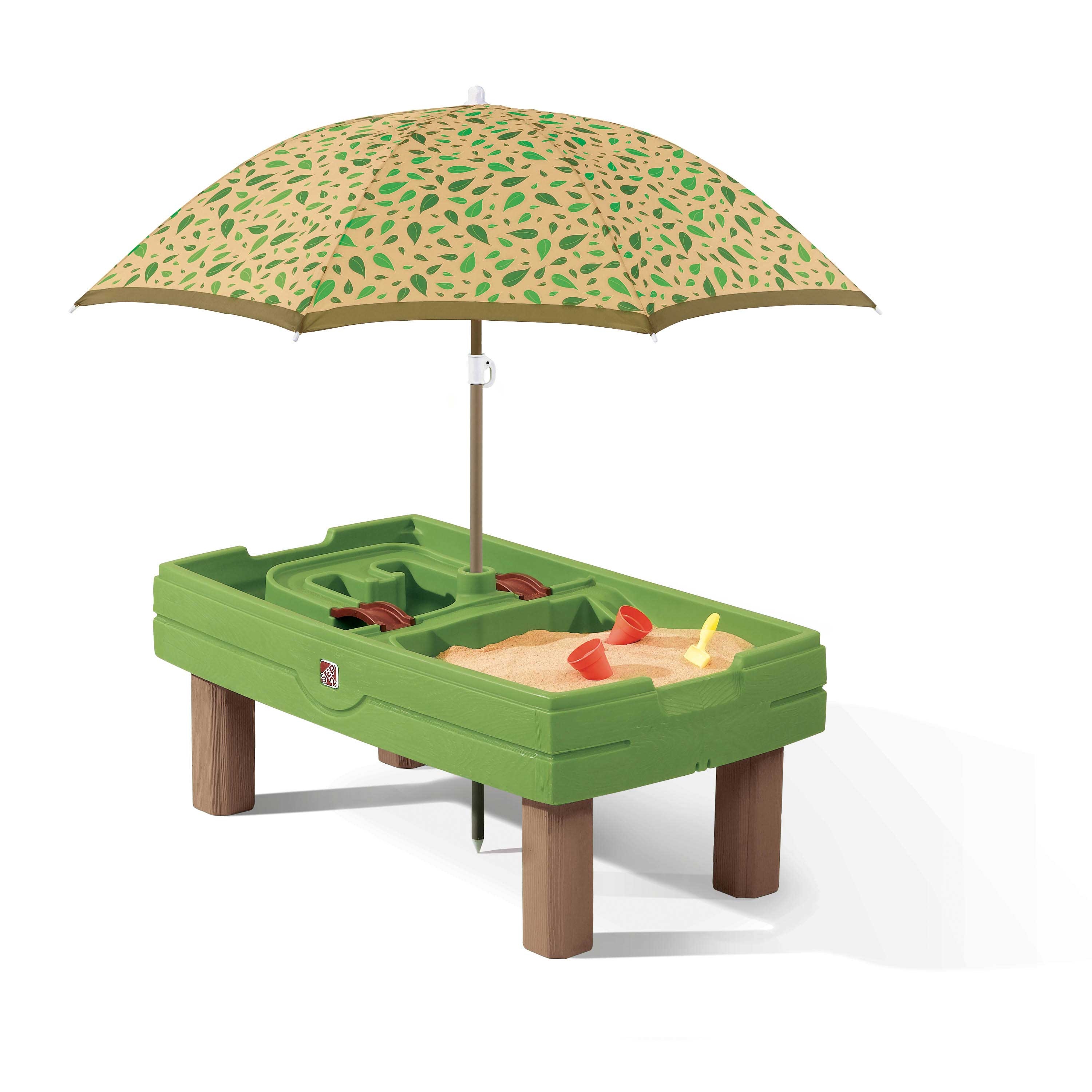 Centre d'activités sable et eau vert avec parasol Centre d'activités sable et eau vert avec parasol