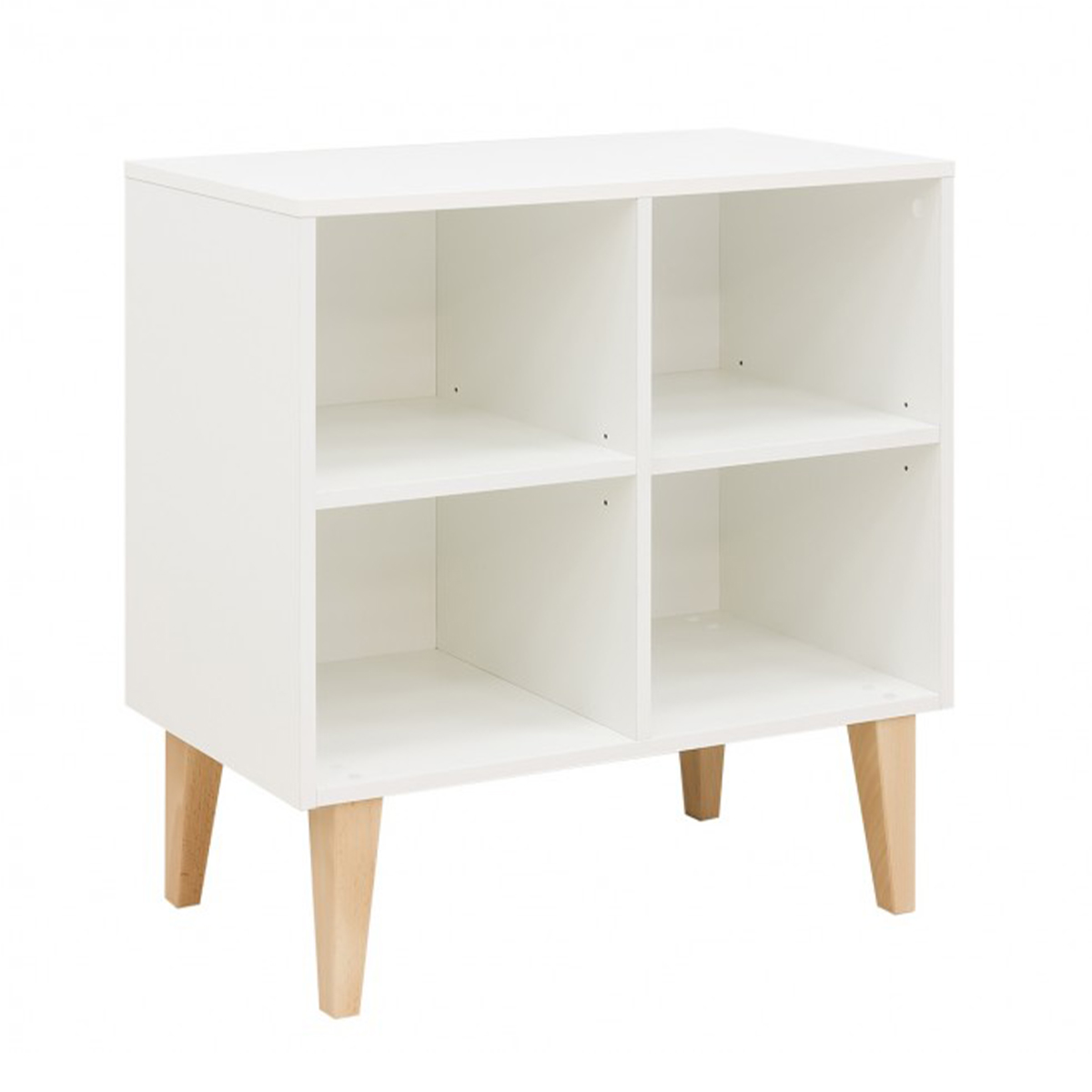 Bibliothèque basse 4 niches blanc bois naturel Bibliothèque basse 4 niches blanc bois naturel