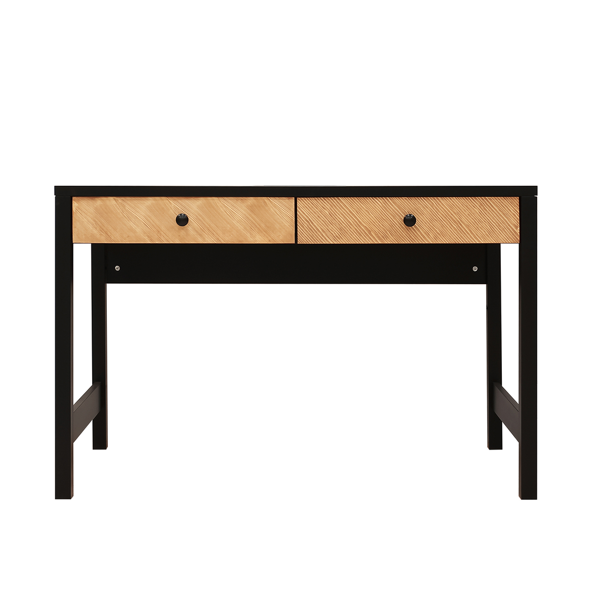 Bureau 2 tiroirs noir bois naturel Bureau 2 tiroirs noir bois naturel