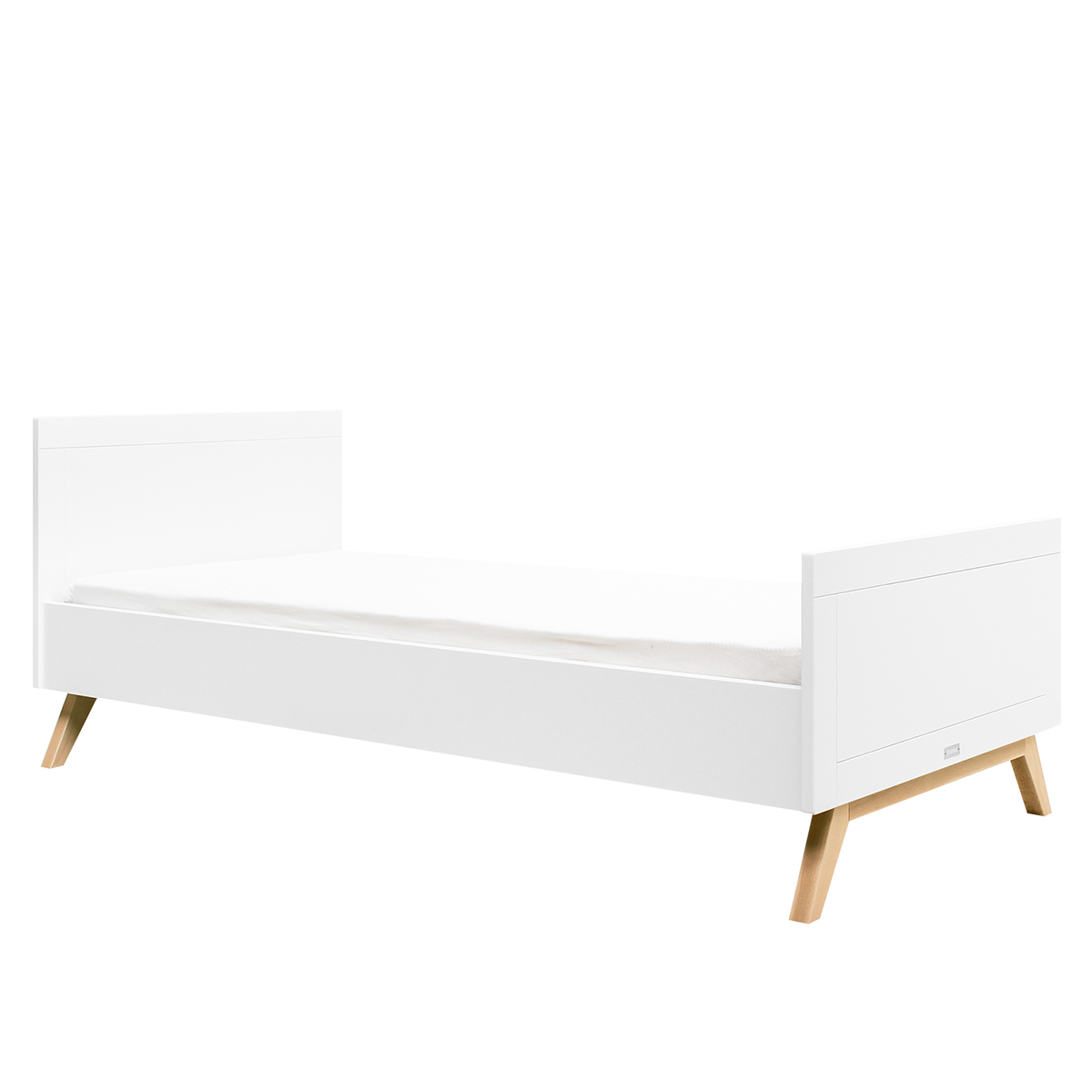 Lit 90x200 sommier inclus blanc bois naturel Lit 90x200 sommier inclus blanc bois naturel