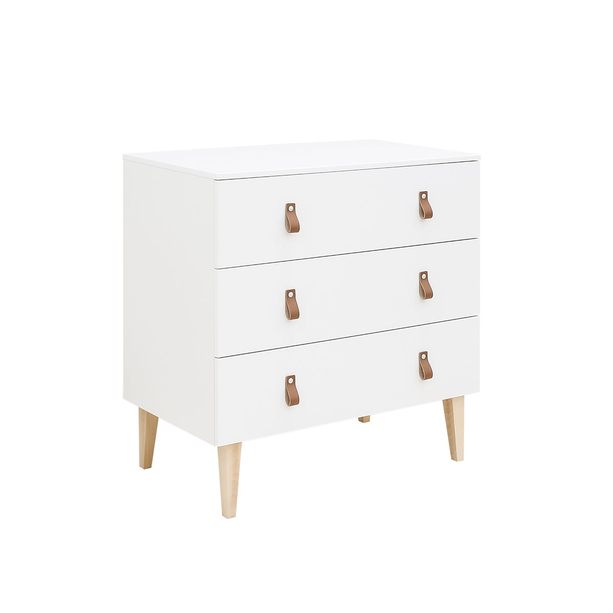 Commode 3 tiroirs blanc bois naturel Commode 3 tiroirs blanc bois naturel
