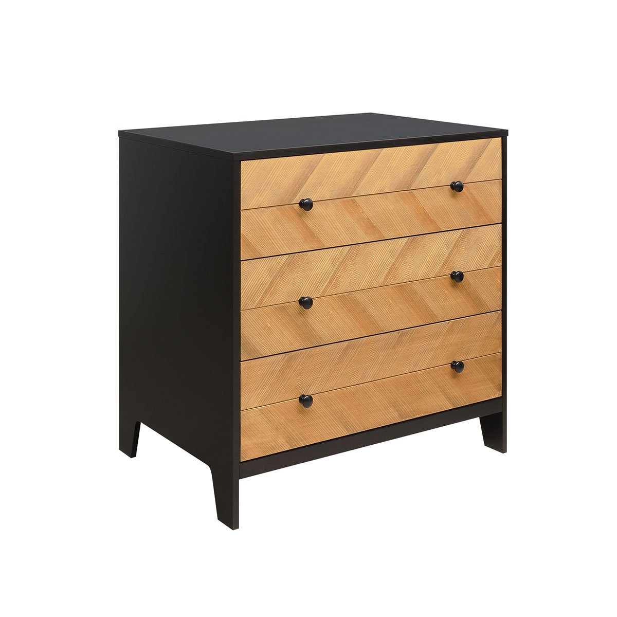 Commode 3 tiroirs noir bois naturel Commode 3 tiroirs noir bois naturel