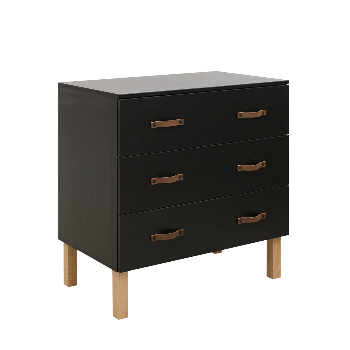 Commode 3 tiroirs noir mat bois Commode 3 tiroirs noir mat bois