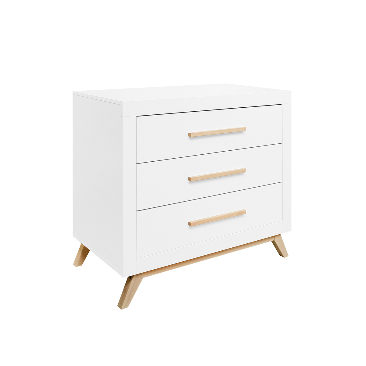 Commode 3 tiroirs blanc bois naturel Commode 3 tiroirs blanc bois naturel