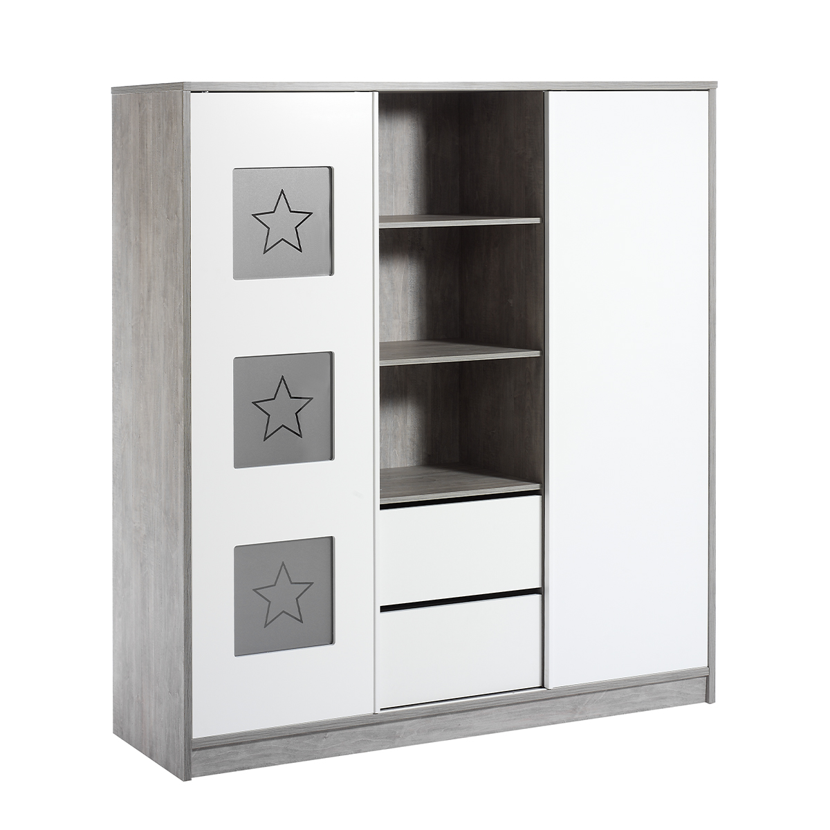 Armoire 2 portes blanc gris
