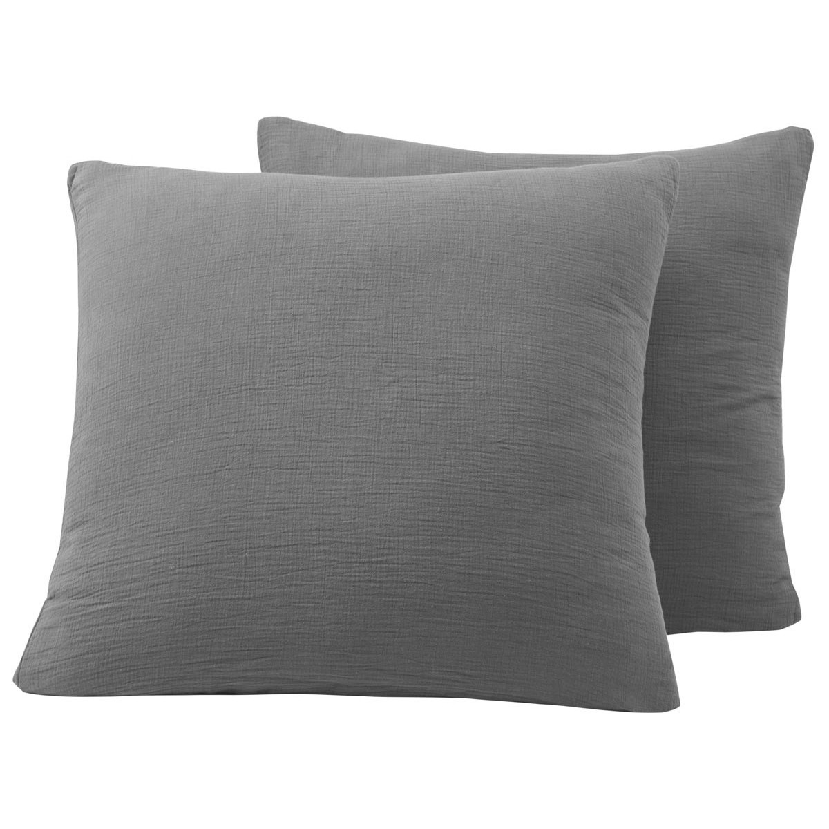 Lot de 2 taies en gaze de coton carbone 65x65 cm Lot de 2 taies en gaze de coton carbone 65x65 cm