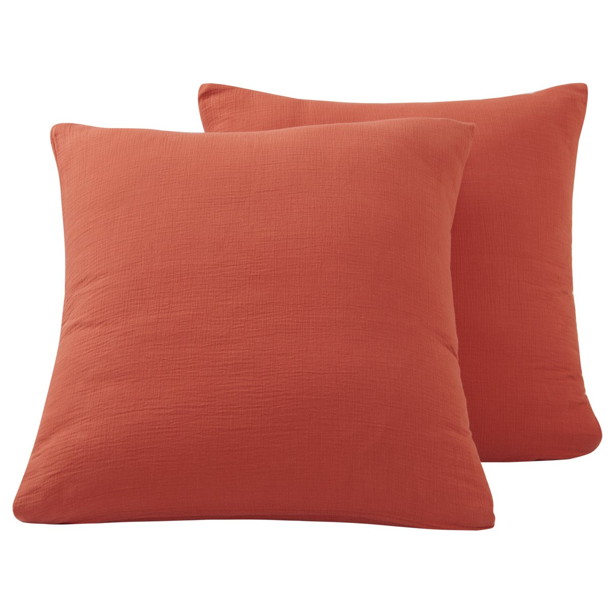 Lot de 2 taies en gaze de coton terracota 65x65 cm Lot de 2 taies en gaze de coton terracota 65x65 cm