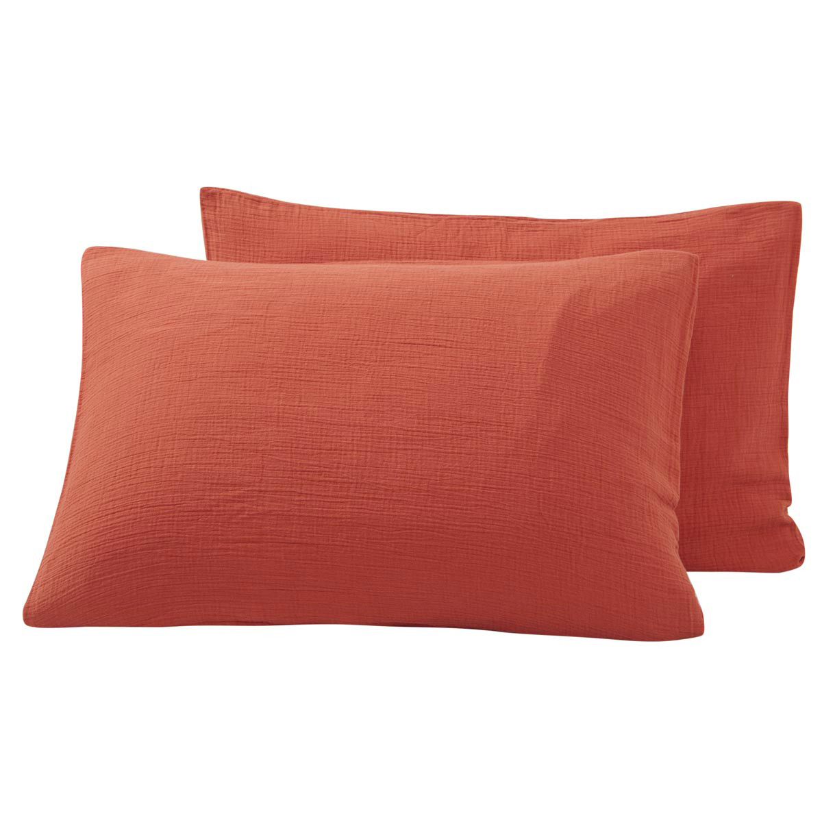 Lot de 2 taies d'oreiller en gaze de coton  terracota 50x70 cm