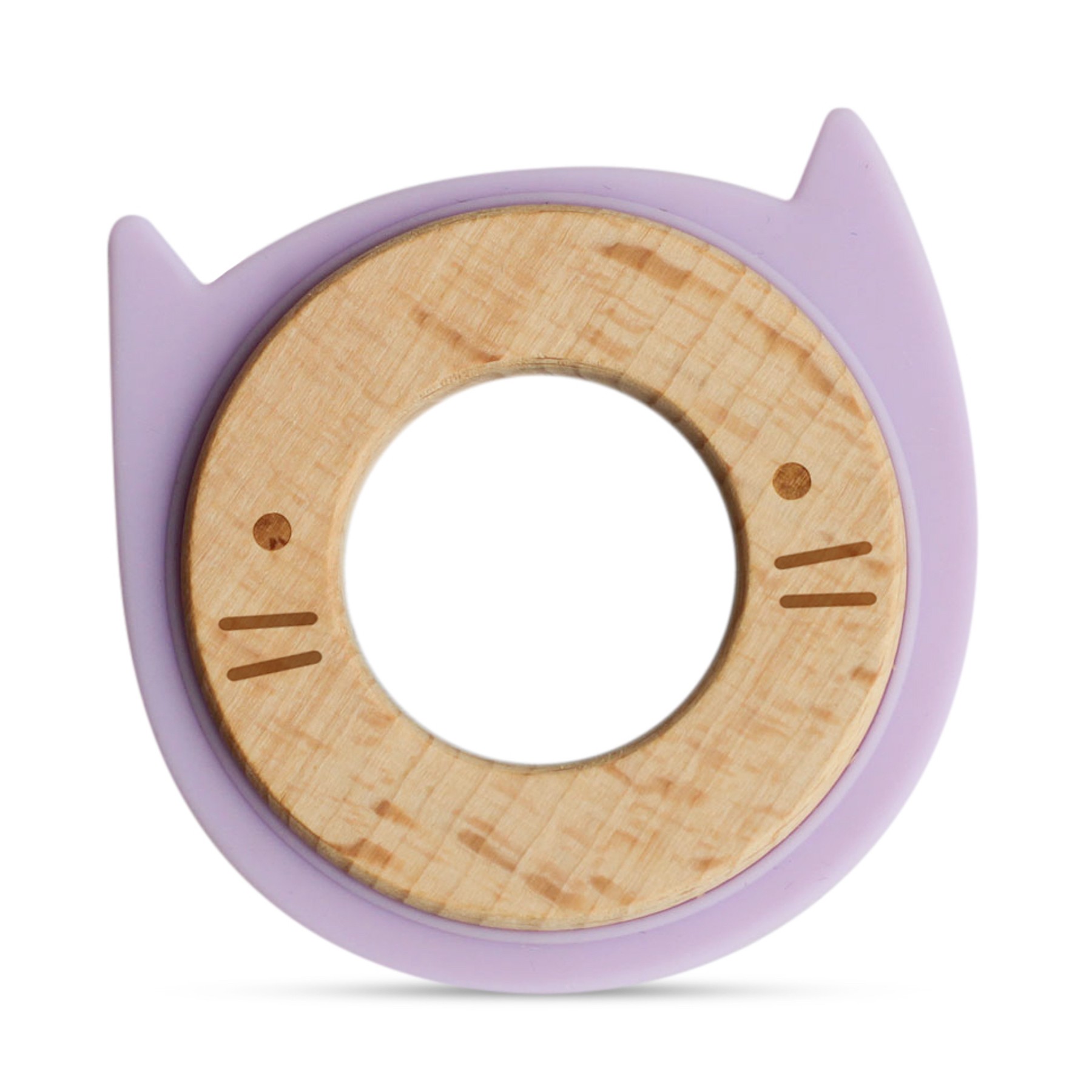 Anneau de dentition en bois et silicone violet bébé Anneau de dentition en bois et silicone violet bébé