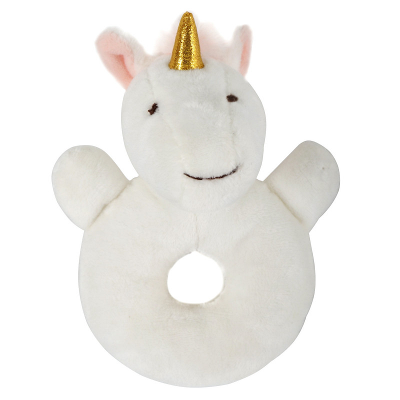 Hochet en peluche blanc bébé