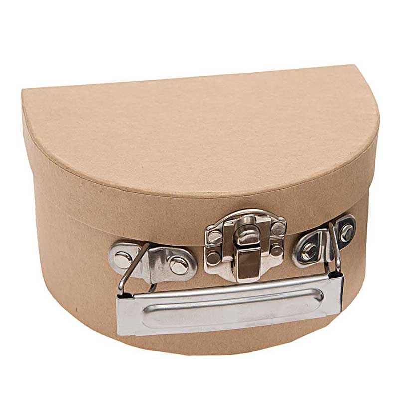 Valise en carton semi-circulaire à décorer 12x9x6cm
