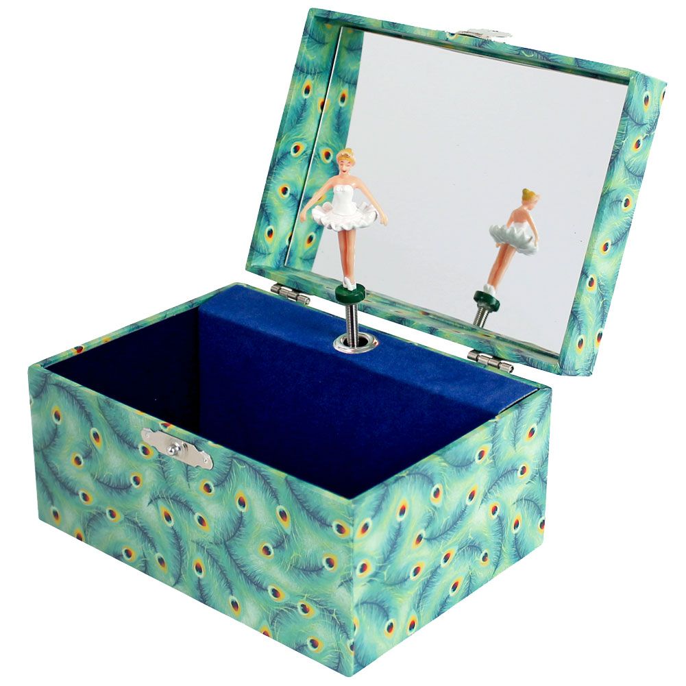 Coffret à bijoux musical le paon 15x8x10,5cm