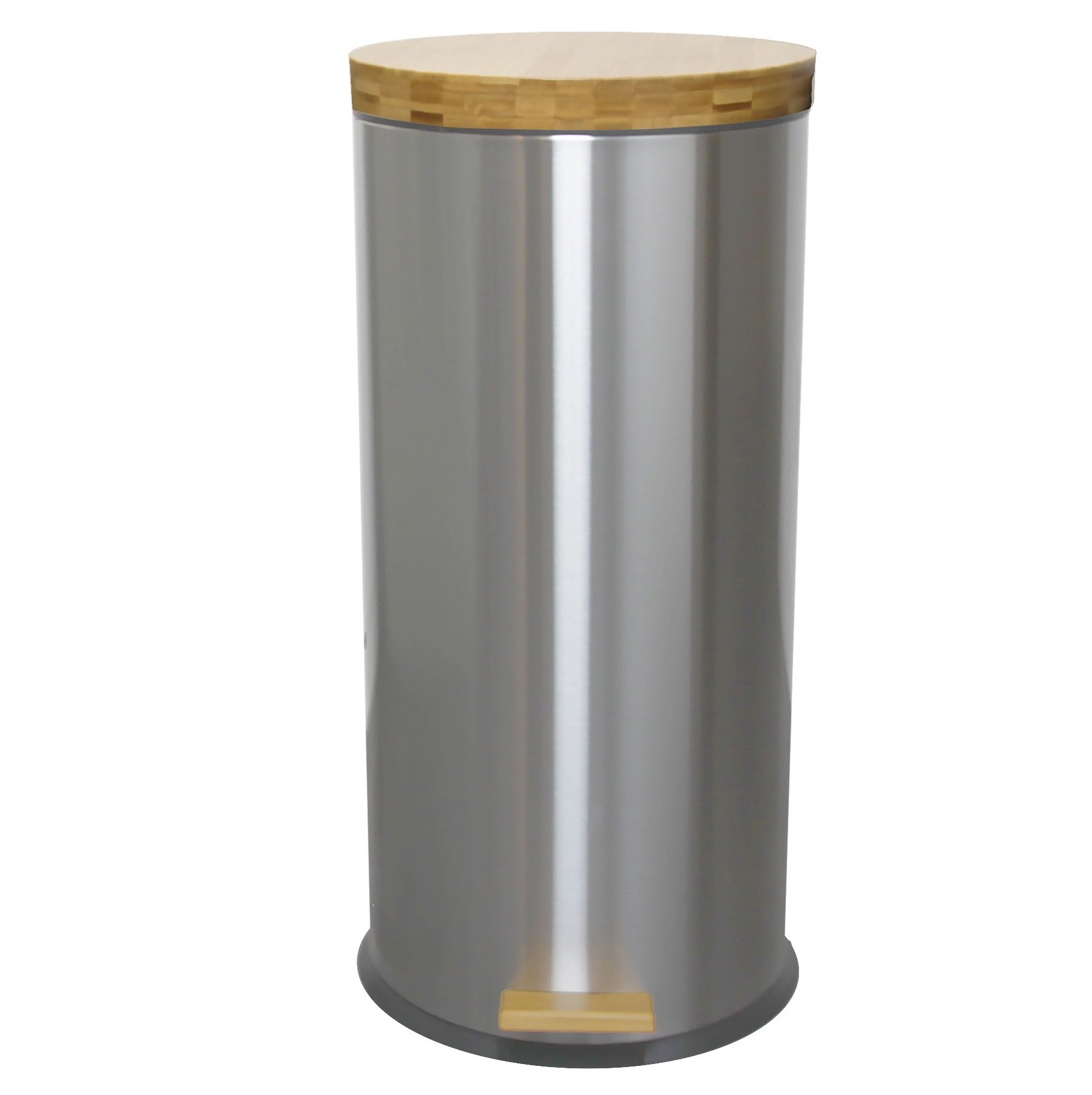 Poubelle de cuisine à pédale bois et acier gris 30L