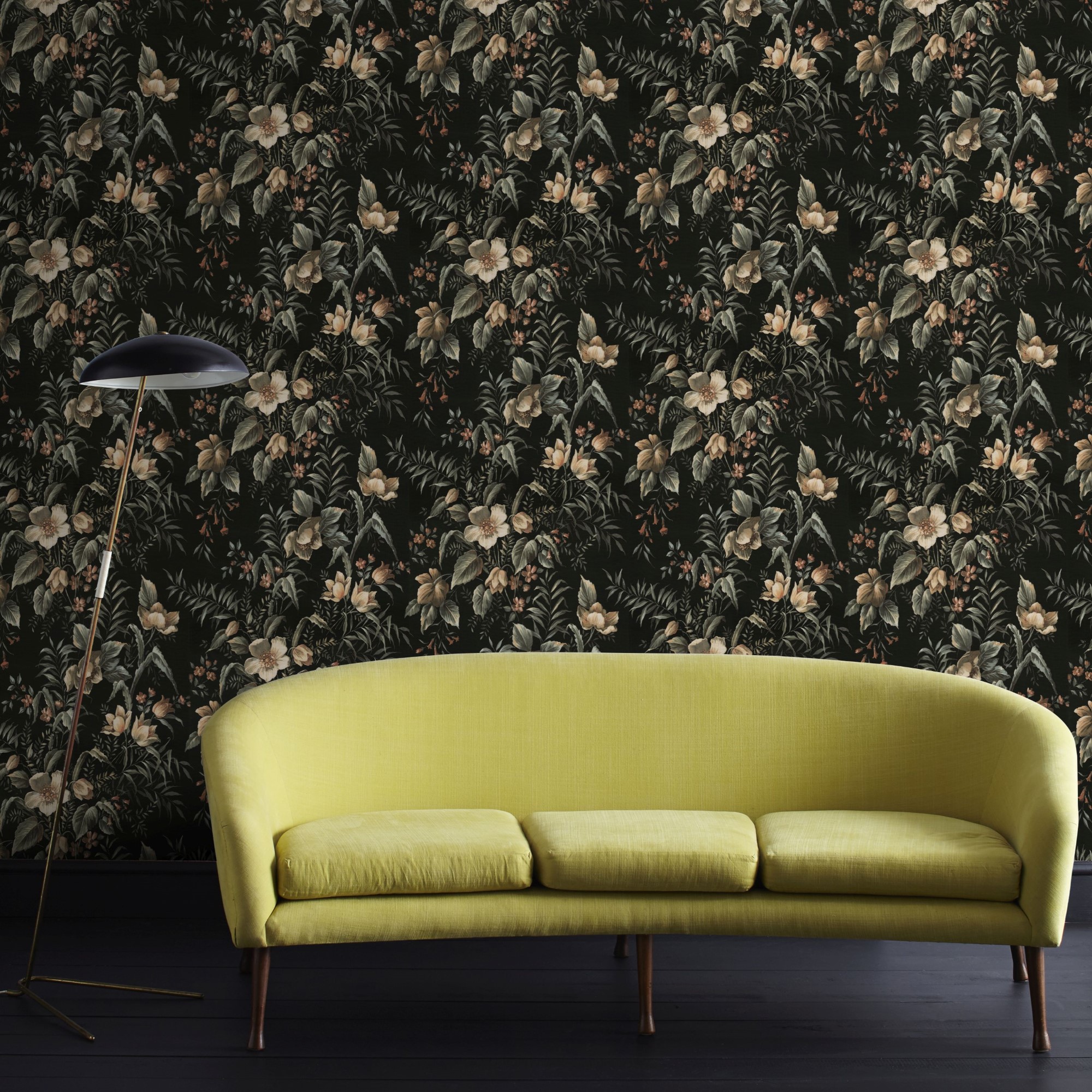 Papier peint intissé floral contemporain vert 1005x52cm Papier peint intissé floral contemporain vert 1005x52cm