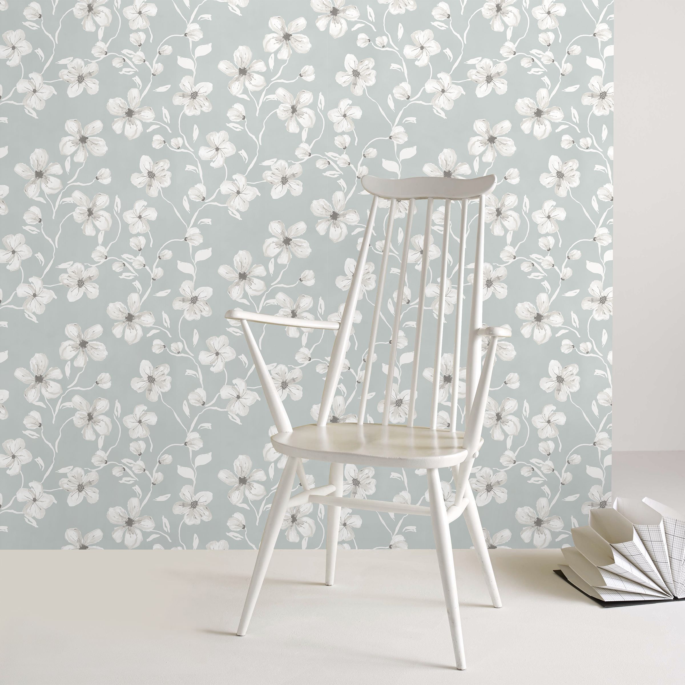 Papier peint intissé fleurs Sophie gris 1005x52cm Papier peint intissé fleurs Sophie gris 1005x52cm