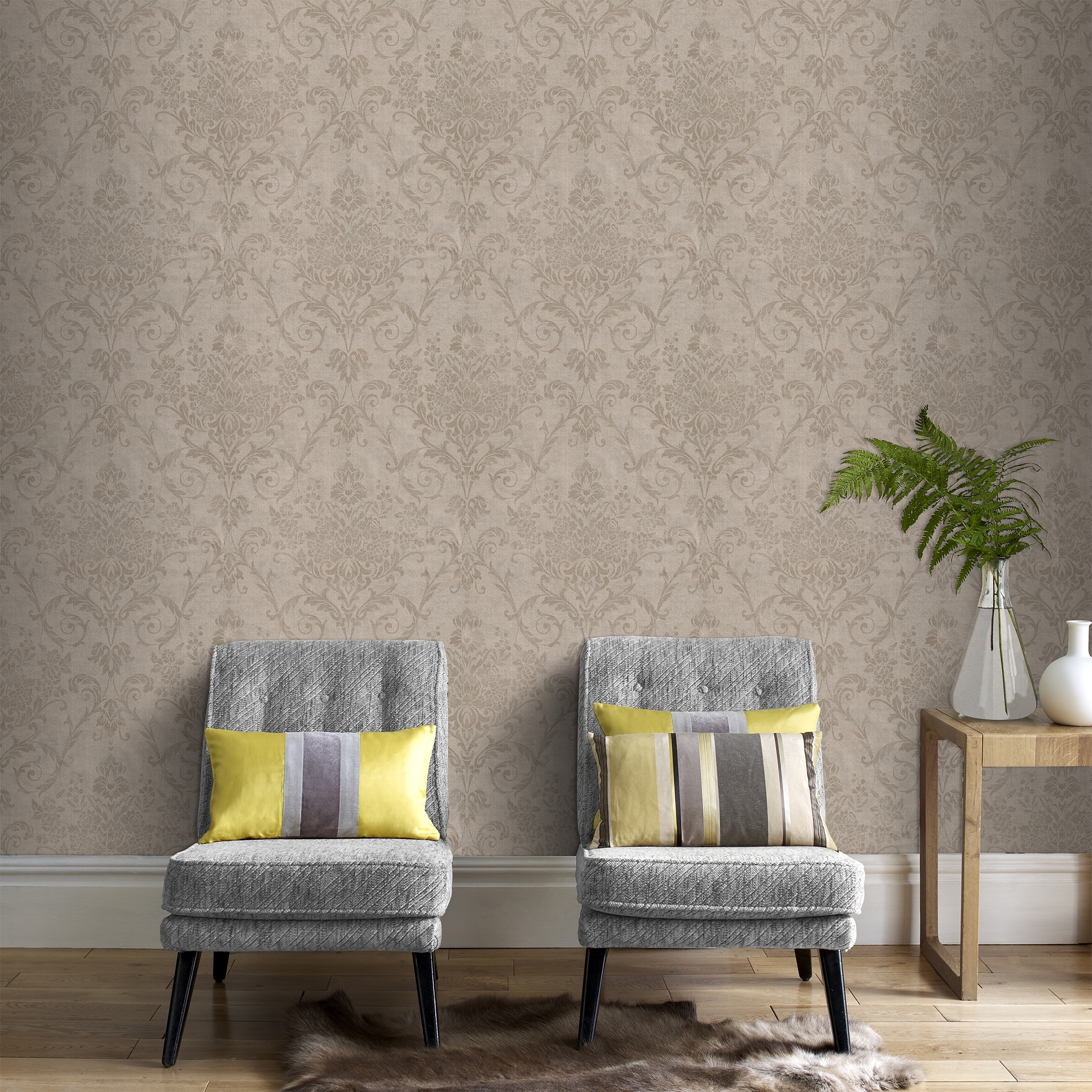 Papier peint intissé Versailles taupe 1005x52cm Papier peint intissé Versailles taupe 1005x52cm