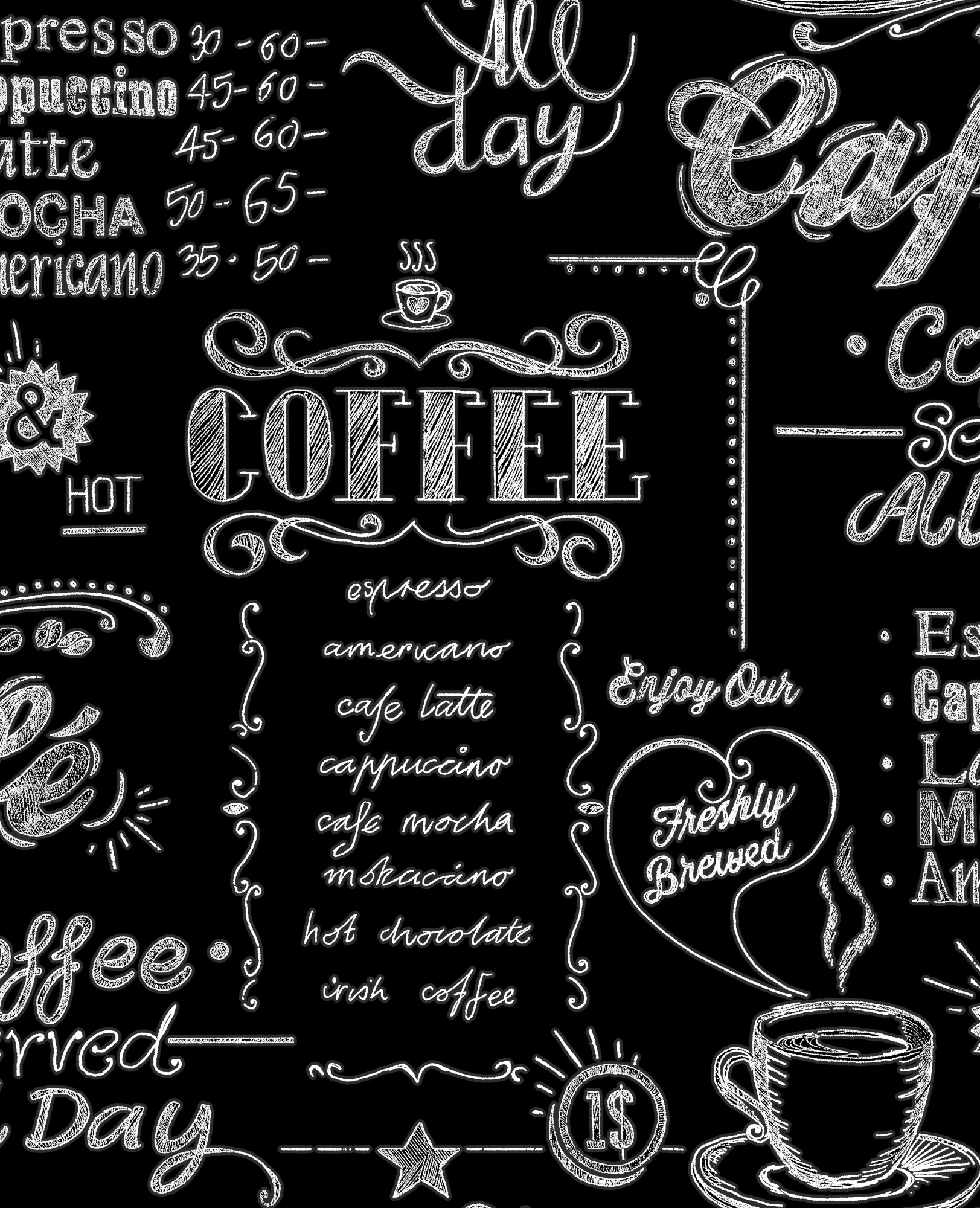 Papier peint intissé café en terrasse noir blanc 1005x52cm