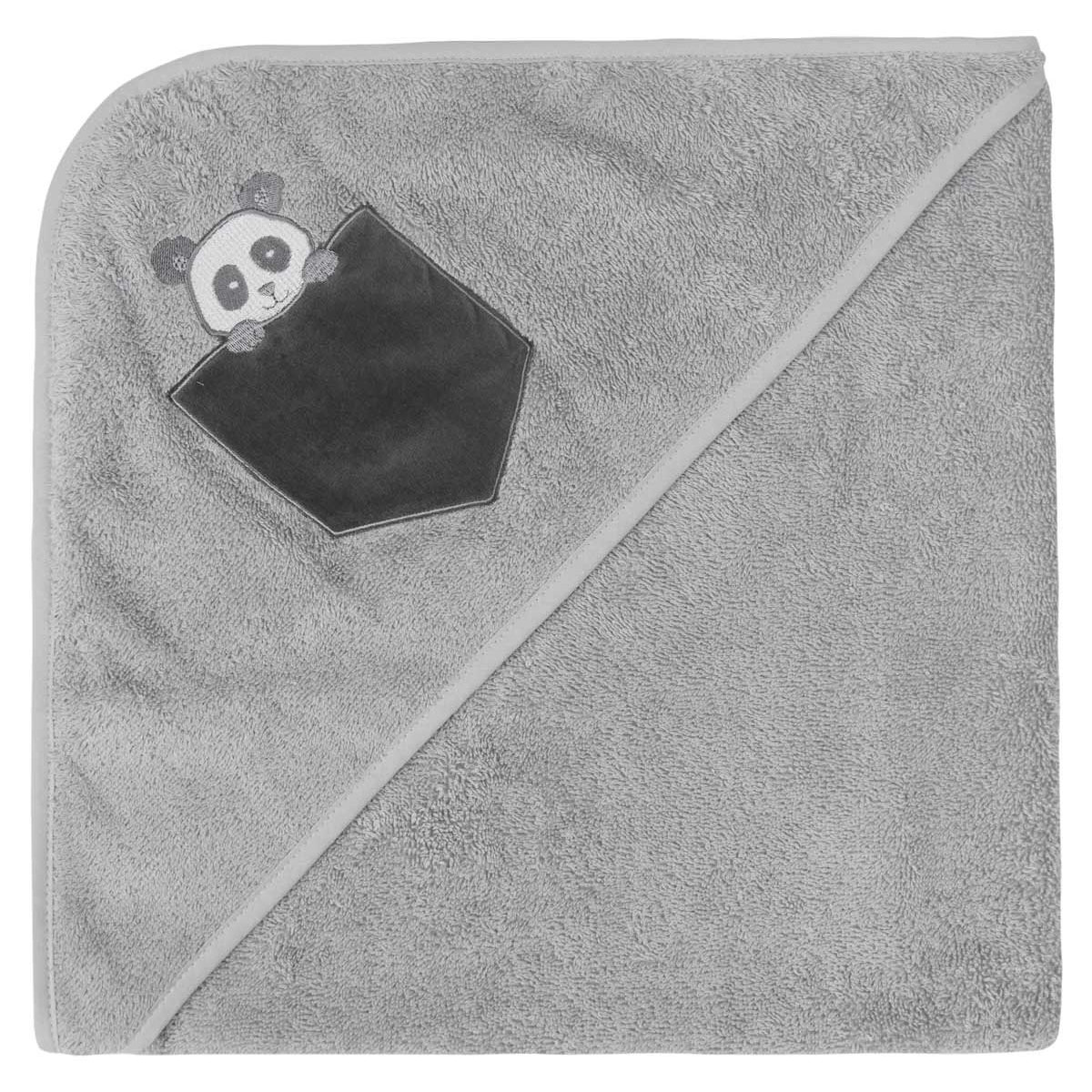 Cape de bain enfant coton gris perle 75x75 Cape de bain enfant coton gris perle 75x75