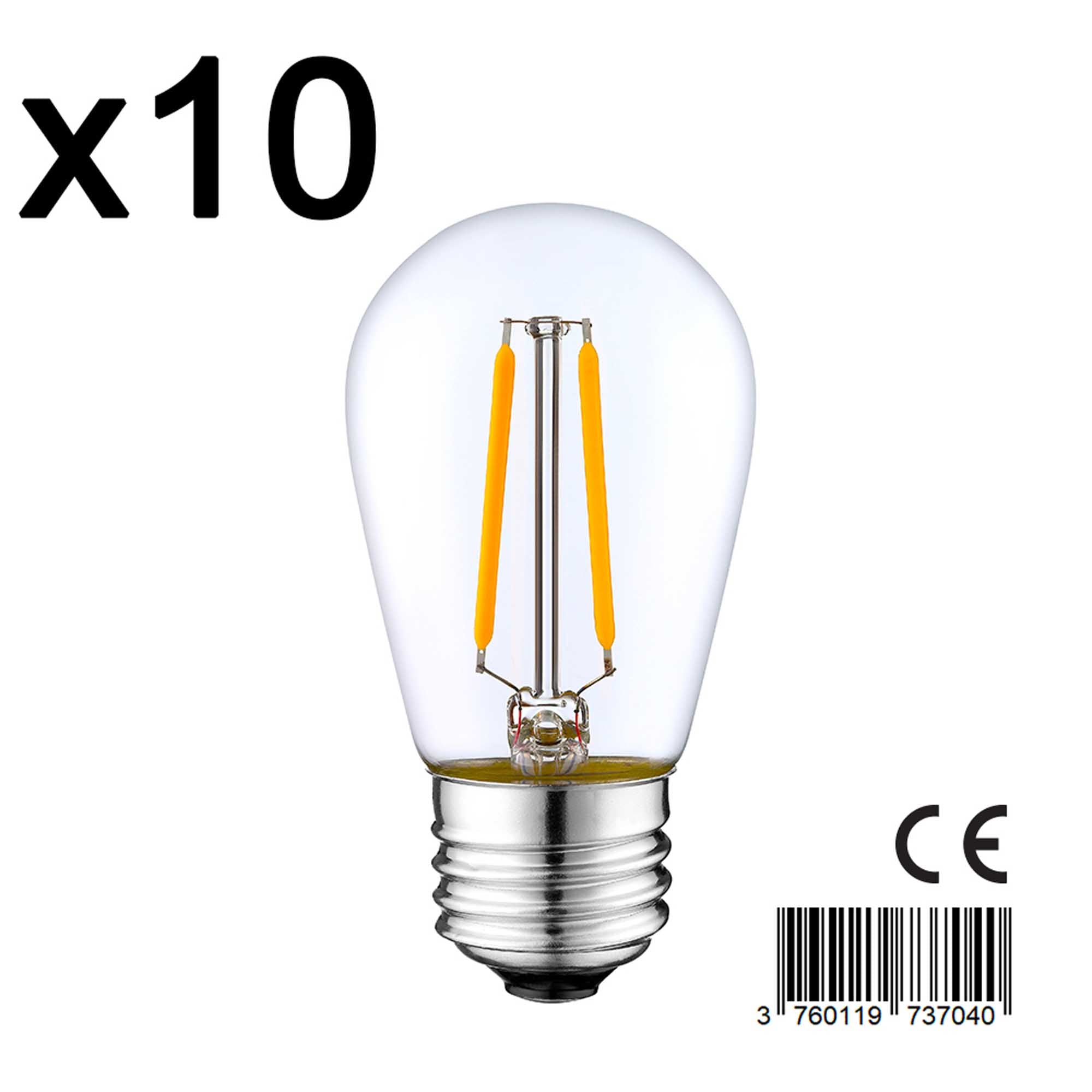 Lot de 10 ampoules verre transparent 2w H10cm Lot de 10 ampoules verre transparent 2w H10cm